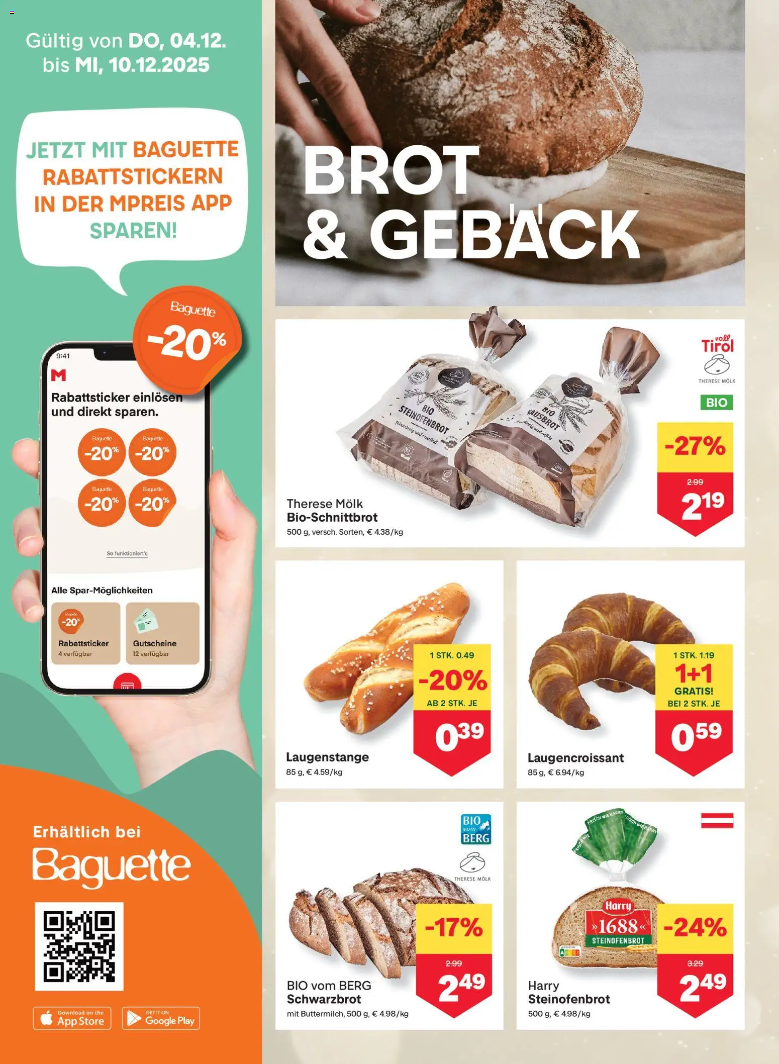 MPREIS Altenmarkt im Pongau gültig ab 04.12.2025 | Seite: 4 | Produkte: Jääkaappipakastin, Brot