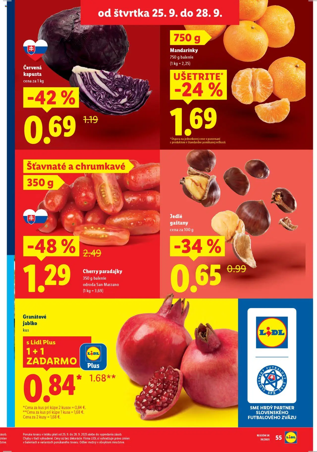 Nové Lidl akcie – leták je platný od 22.09.2025 | Strana: 73 | Produkty: Gaštany, Paradajky, Mandarinky, Cherry paradajky