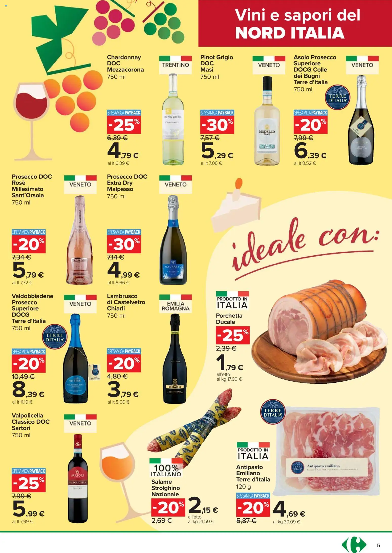 Volantino Carrefour del 26.02.2026 | Pagina: 5 | Prodotti: Porchetta, Salame, Prosecco