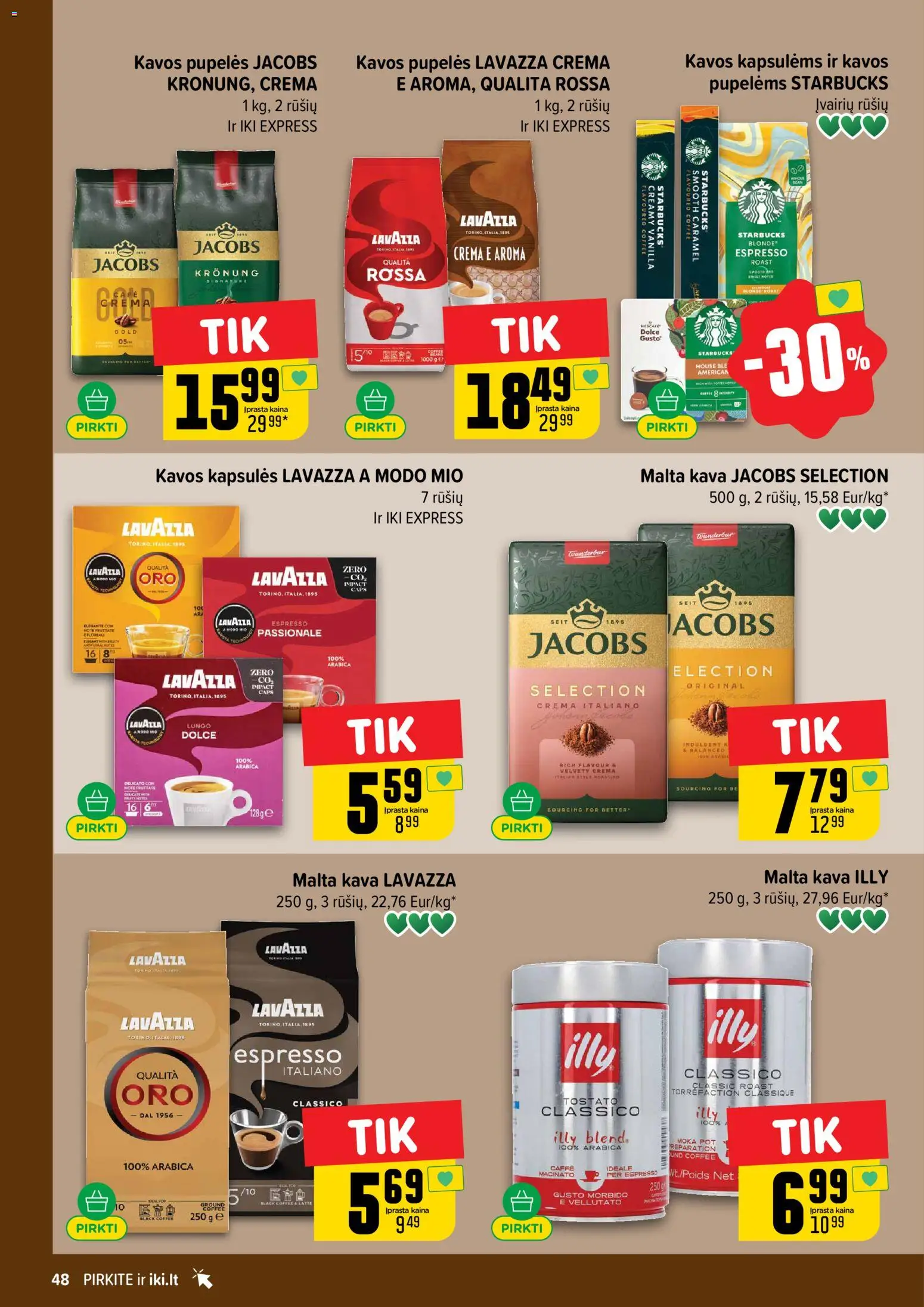 IKI akcijos nuo 20.04.2026 | Puslapis: 48 | Prekių: Pupelės, Kavos pupelės, Kava