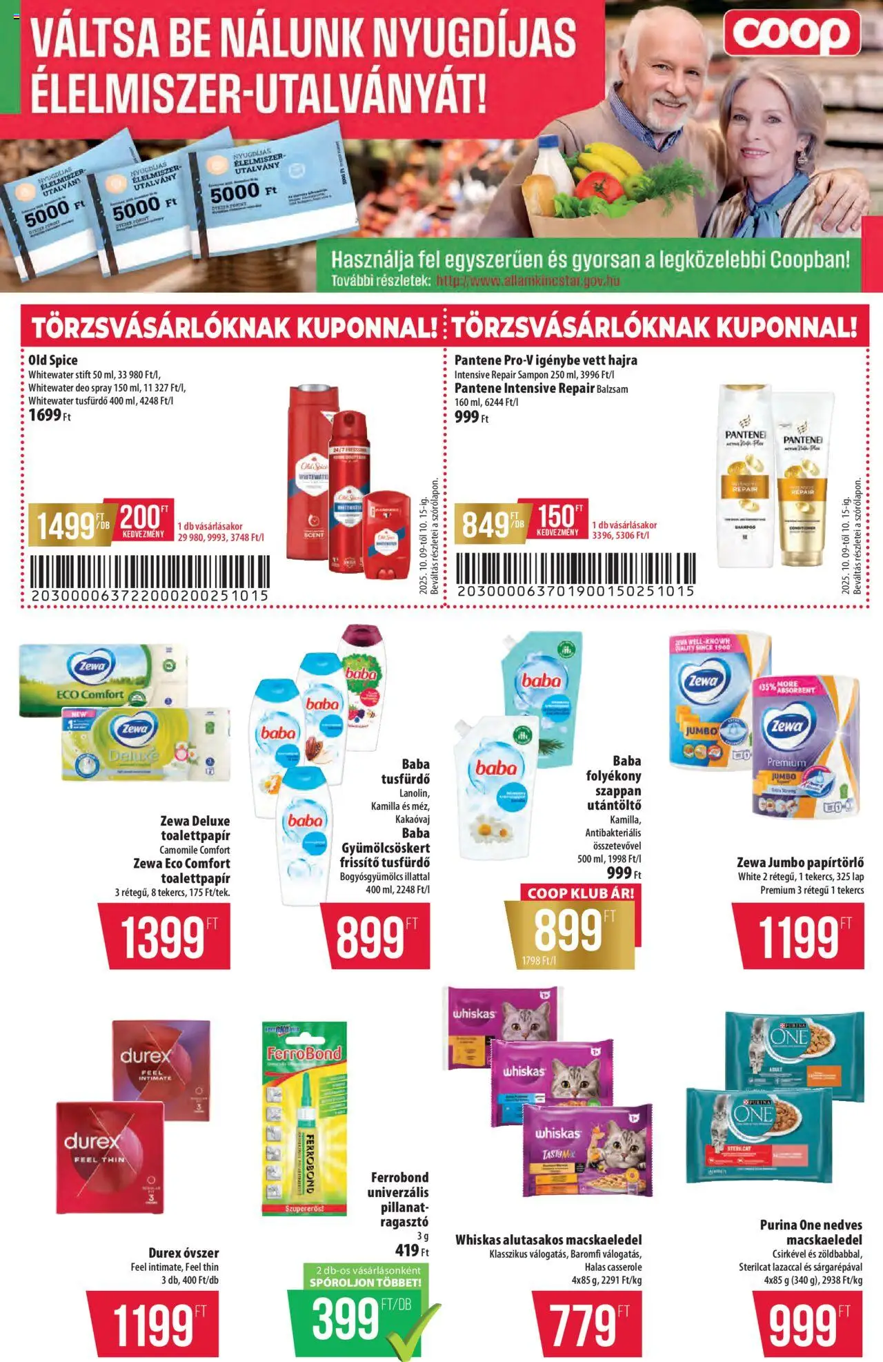 COOP akciós ujság - amely érvényes a következő dátumtól: 09.10.2025 | Oldal: 10 | Termékek: Papírtörlő, Whiskas, Szappan, Tusfürdő