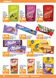 Labaš leták platný od 14.11.2025 | Strana: 20 | Produkty: Lindor, Lindt, Milka, Kakao