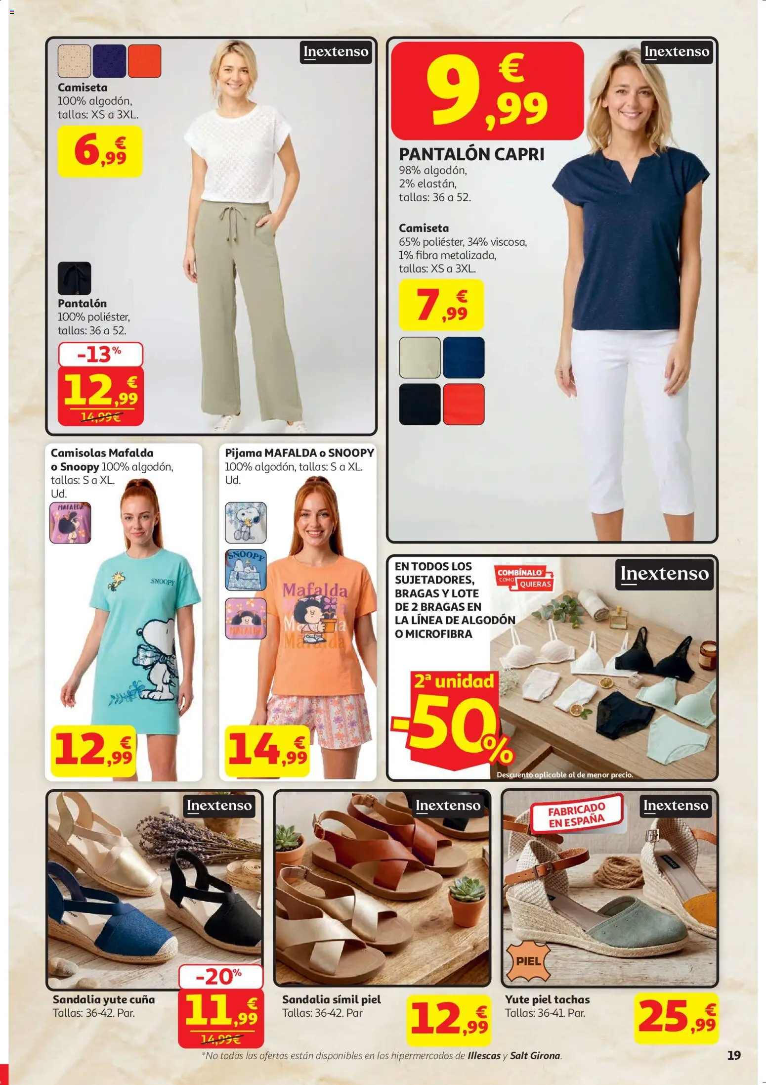 Alcampo HP Nacional │ válido desde el 21.04.2026 | Página: 19 | Productos: Bragas, Pijama, Pantalón capri, Cuna