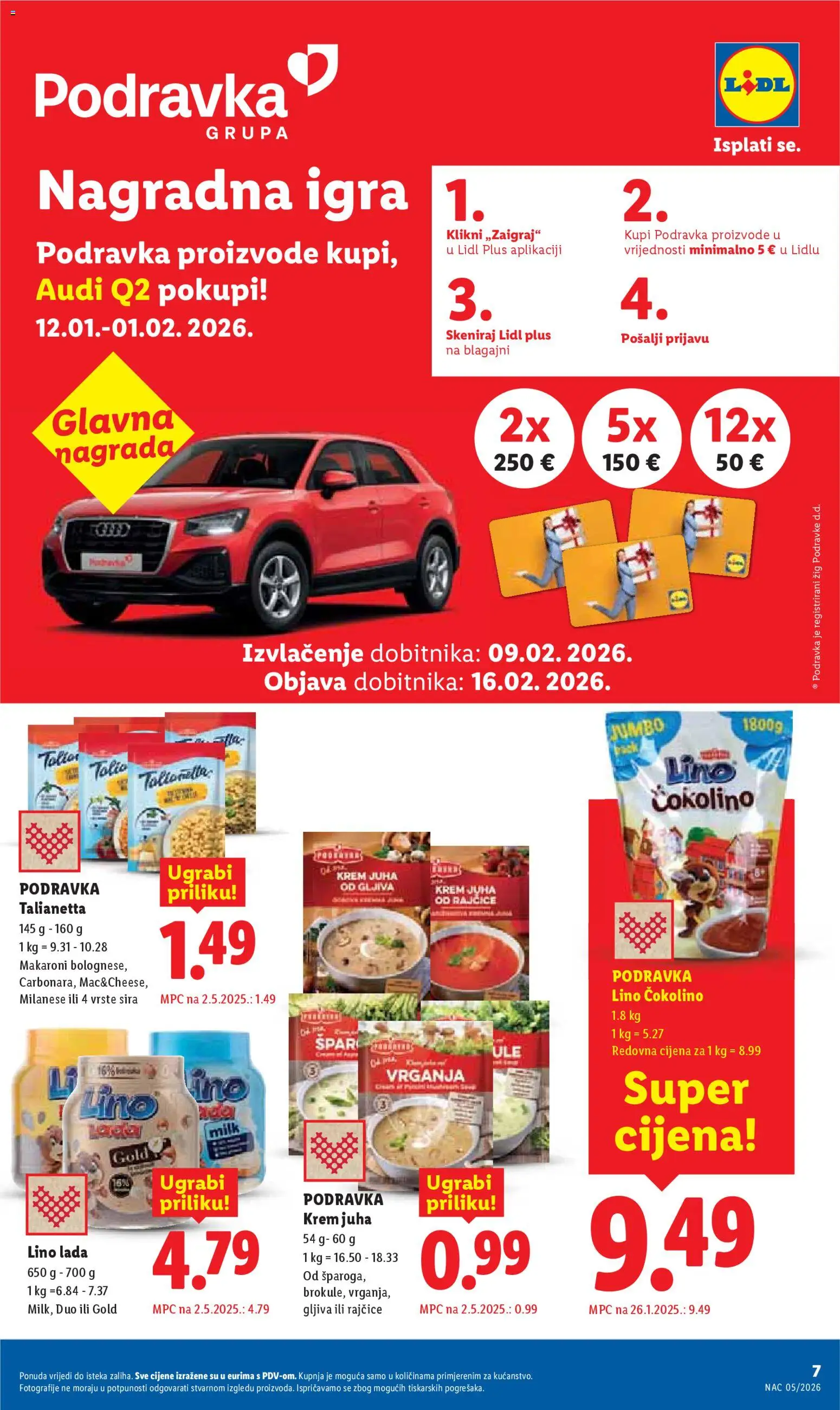 Lidl katalog | vrijedi od 26.01.2026 | Stranica: 7 | Proizvodi: Rajčice, Juha, Pasta, Čokolino