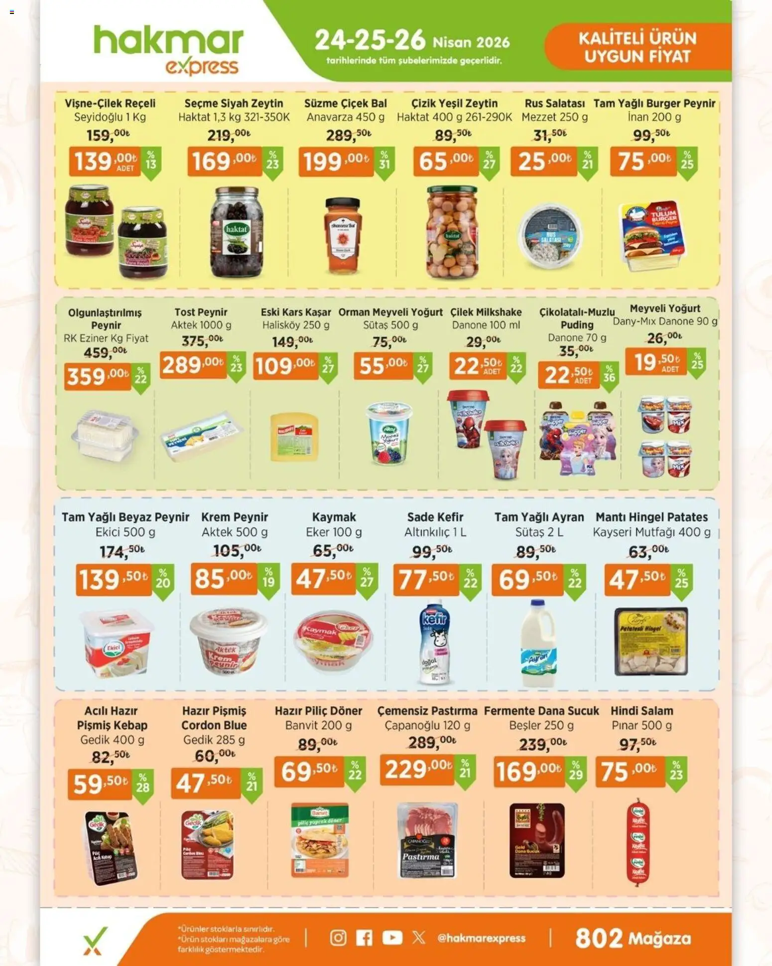 Hakmar Express - Hafta sonu fırsatları - 24.04.2026 tarihinden itibaren geçerlidir | Sayfa: 1 | Ürünler: Kefir, Yoğurt, Salam, Sucuk