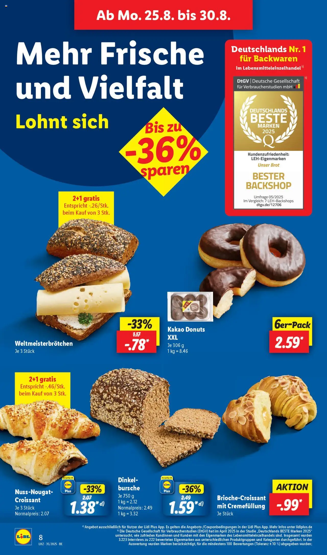 Lidl Prospekt Zossen - gültig ab dem 25.08.2025 | Seite: 14 | Produkte: Croissant, Donuts, Brot