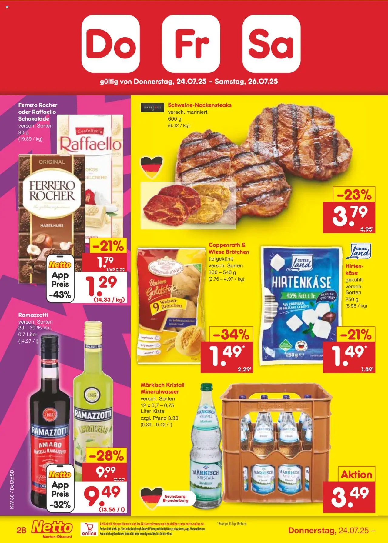 Netto Marken-Discount Prospekt 	 - gültig ab dem 21.07.2025 | Seite: 46 | Produkte: Käse, Schokolade, Mineralwasser, Ramazzotti