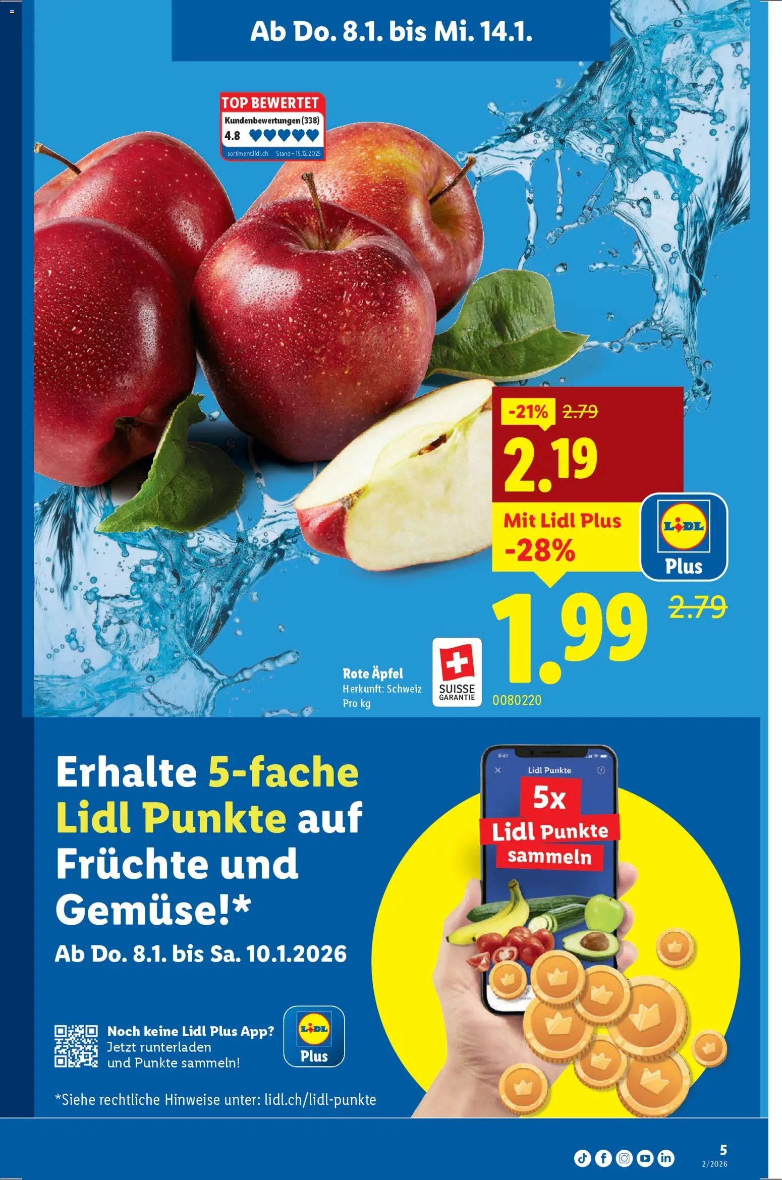 Lidl Aktionen – gültig ab 08.01.2026 | Seite: 5 | Produkte: Äpfel, Gemüse, Früchte, Top