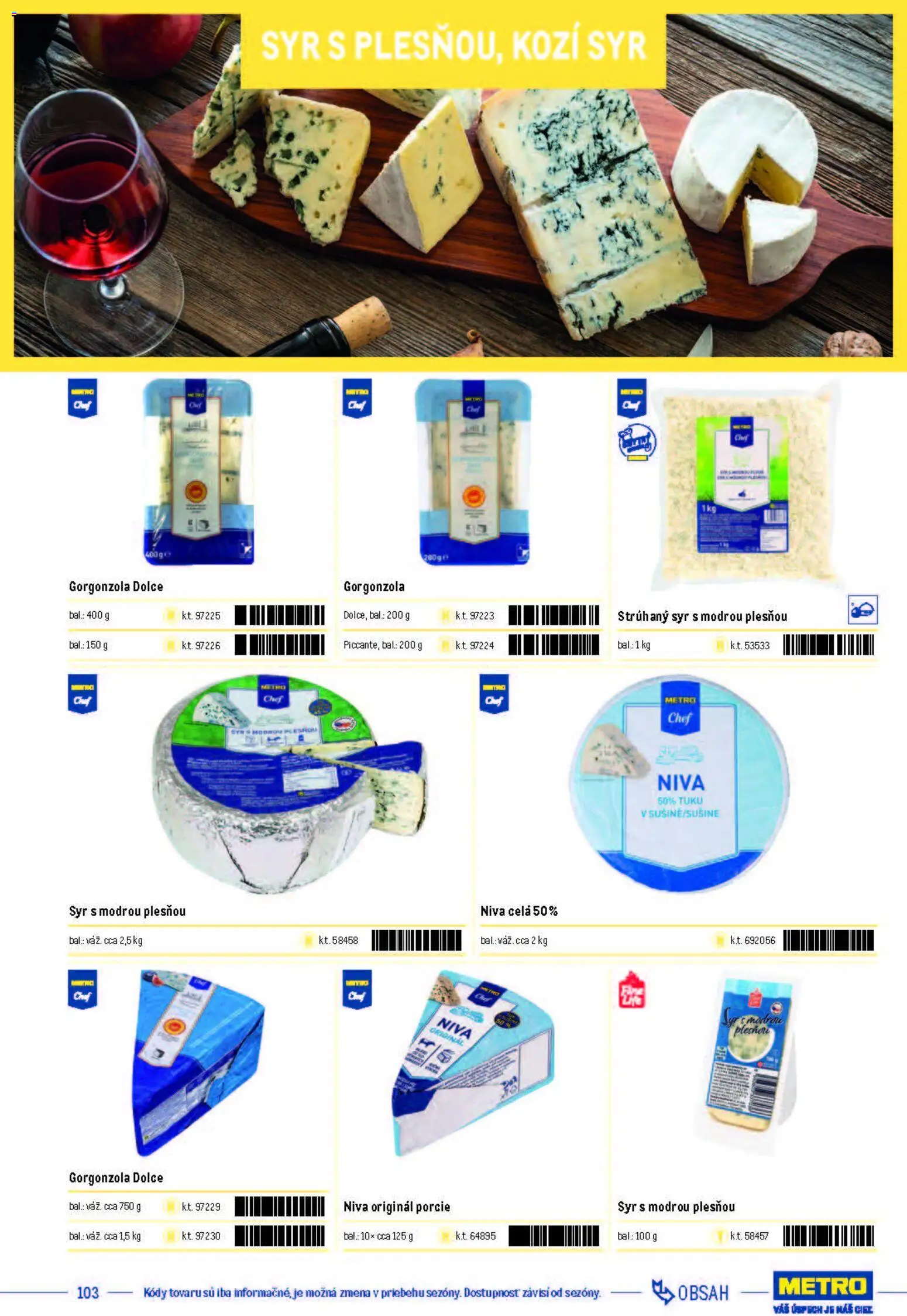 Nové Metro akcie – leták je platný od 05.12.2025 | Strana: 103 | Produkty: Syr