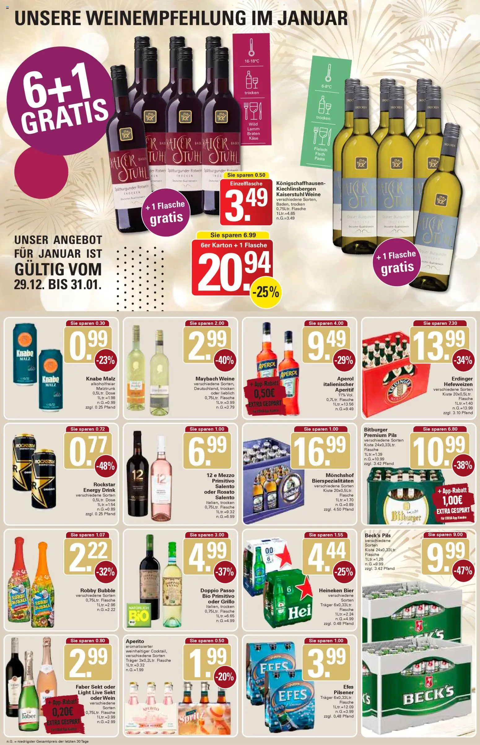 WEZ Prospekt – gültig ab 22.12.2025 | Seite: 12 | Produkte: Bier, Rotwein, Sekt, Fleisch