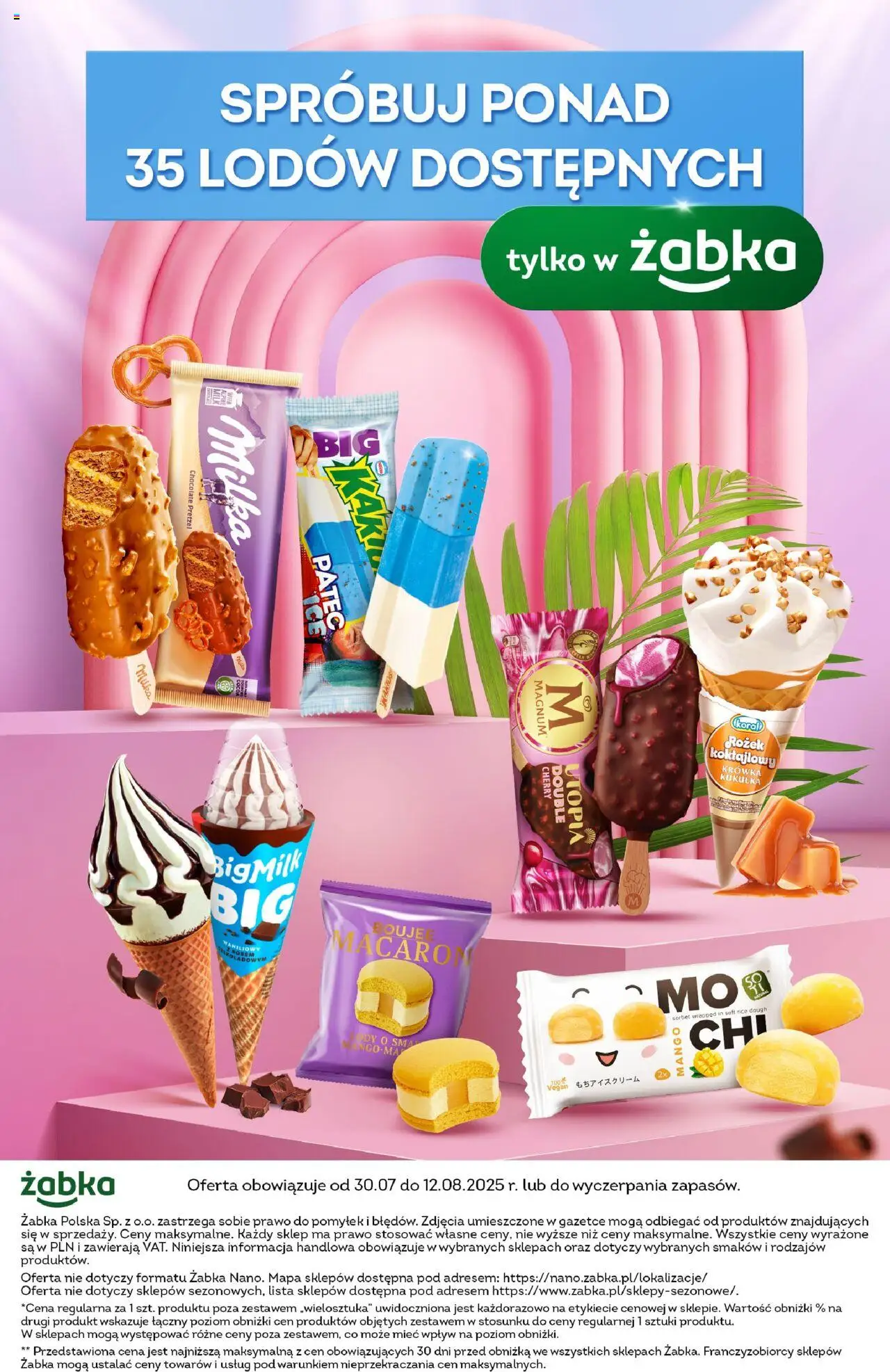 Żabka Gazetka - Lody od 30.07.2025 | Strona: 18 | Produkty: Mango, Krowka, Milka, Sorbet