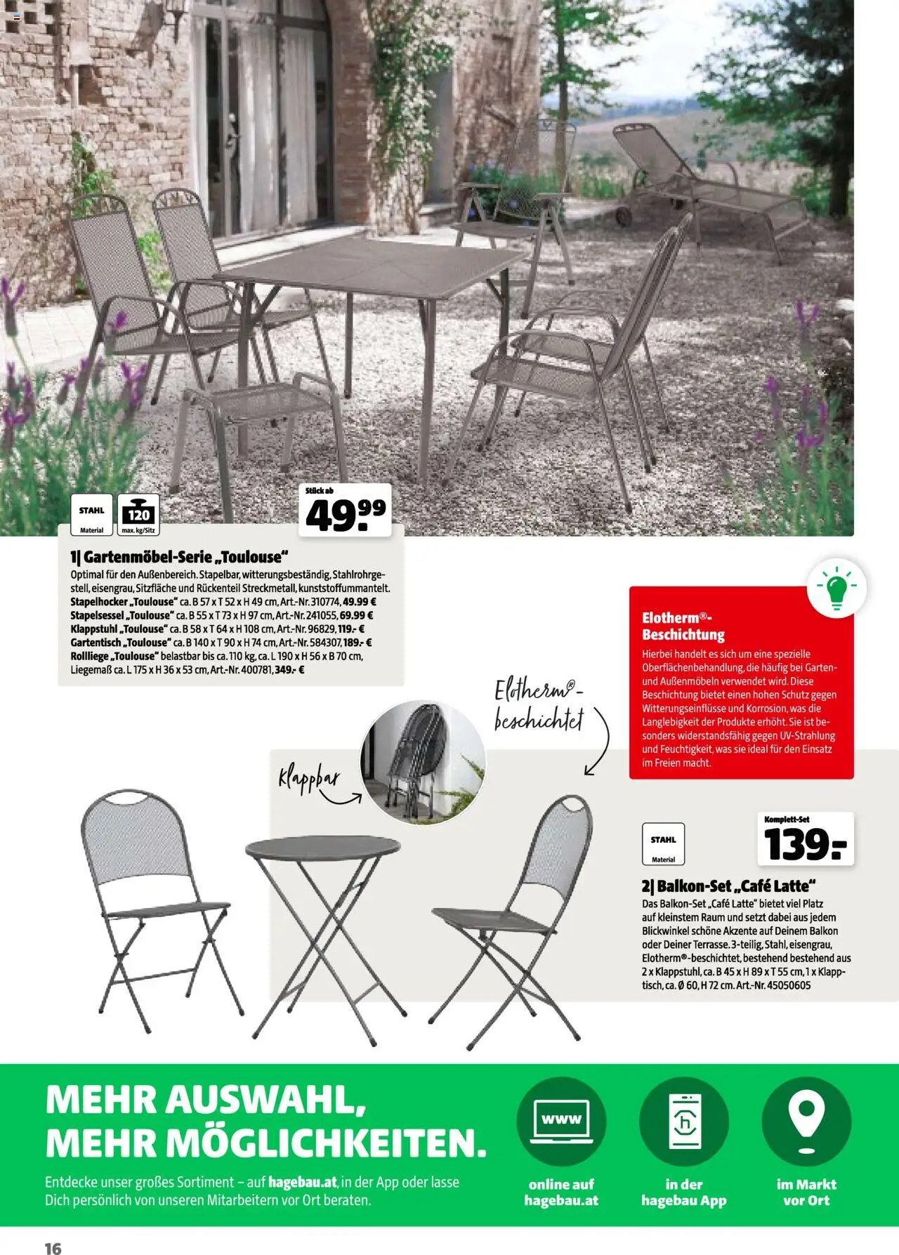 Hagebau Gartenkatalog 2025 gültig ab 05.03.2025 | Seite: 16 | Produkte: Tisch, Stuhl