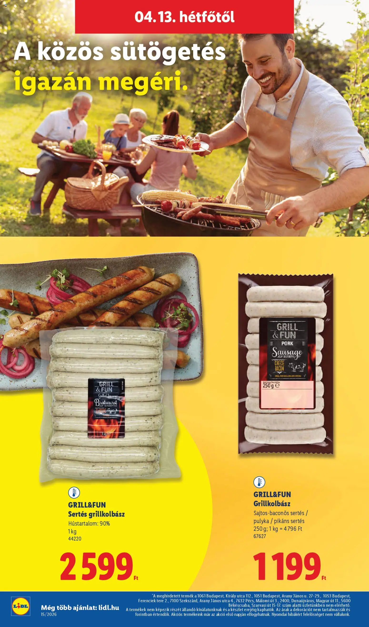 Lidl akciós ujság - amely érvényes a következő dátumtól: 09.04.2026 | Oldal: 58 | Termékek: Grillkolbász, Grill, Bacon