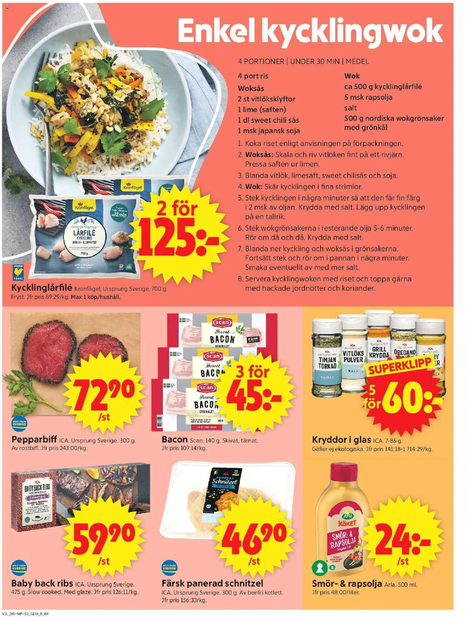ICA Supermarket reklamblad aktuell från 09.03.2026 | Sida: 4 | Produkter: Salt, Timjan, Oregano, Chili