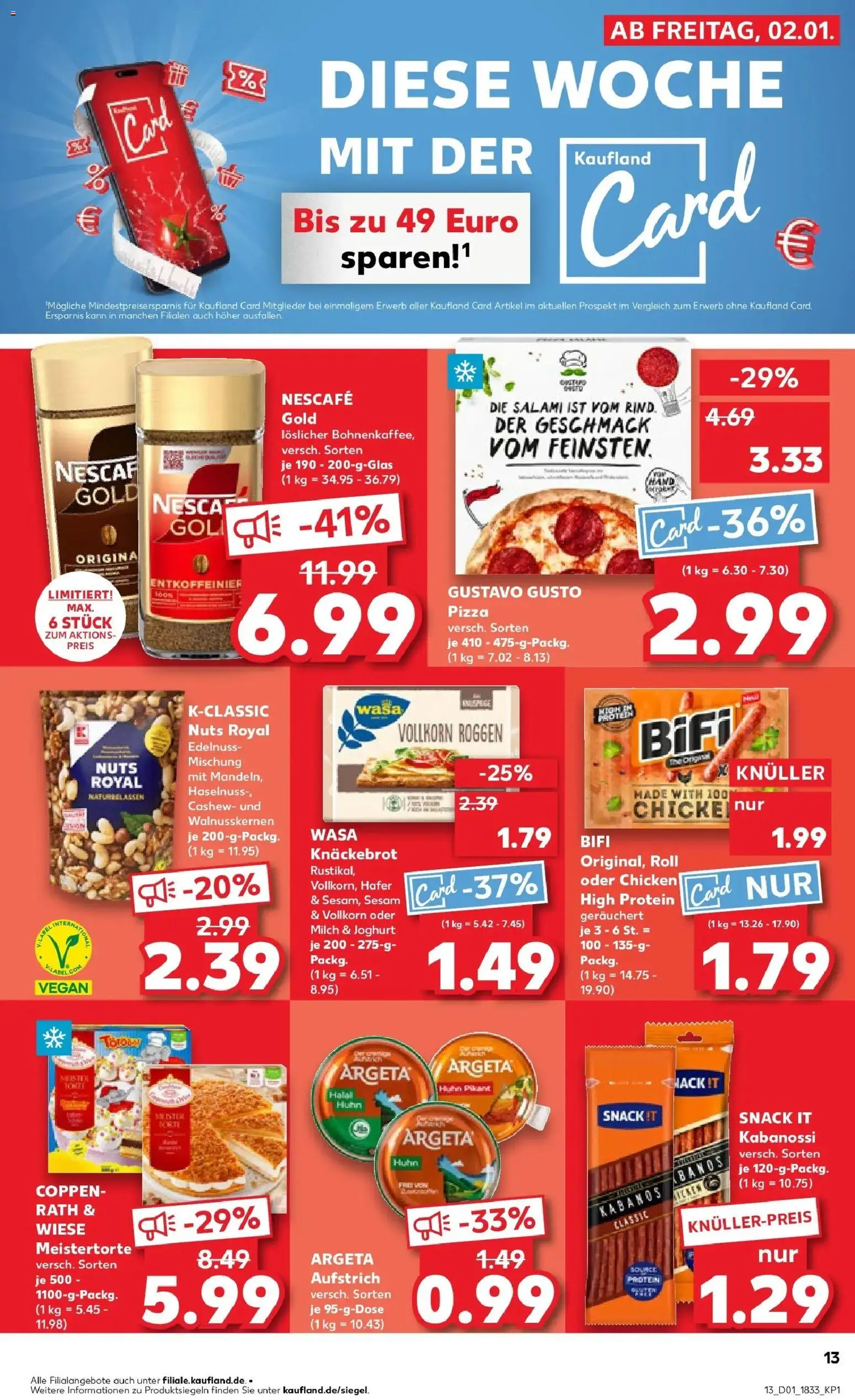 Kaufland prospekt Köln	 – gültig ab 05.01.2026 | Seite: 13 | Produkte: Nescafe, Bifi, Salami, Nescafe gold