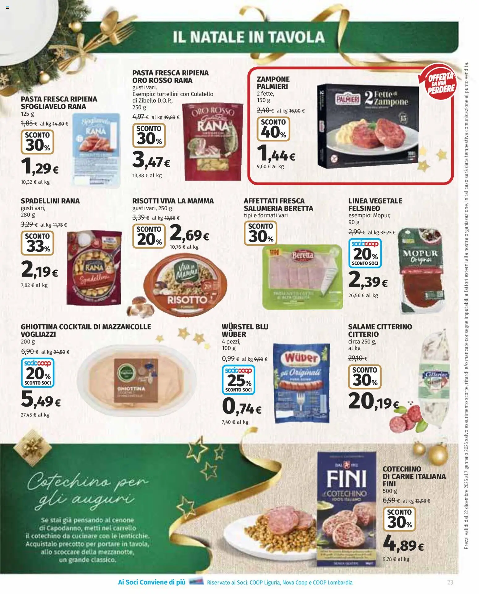 Volantino COOP del 22.12.2025 | Pagina: 23 | Prodotti: Mazzancolle, Pasta, Carrello, Data