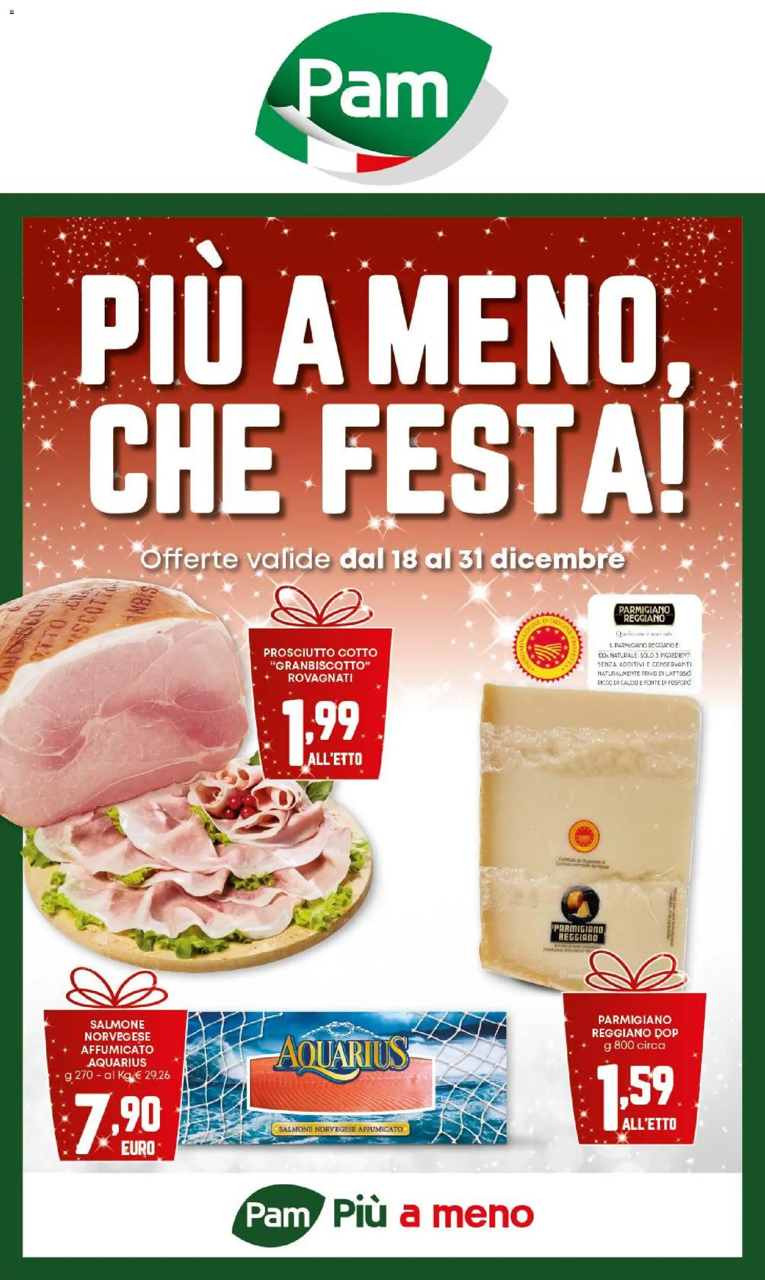 Volantino PAM del 18.12.2025 | Pagina: 1 | Prodotti: Prosciutto Cotto, Salmone, Prosciutto, Parmigiano