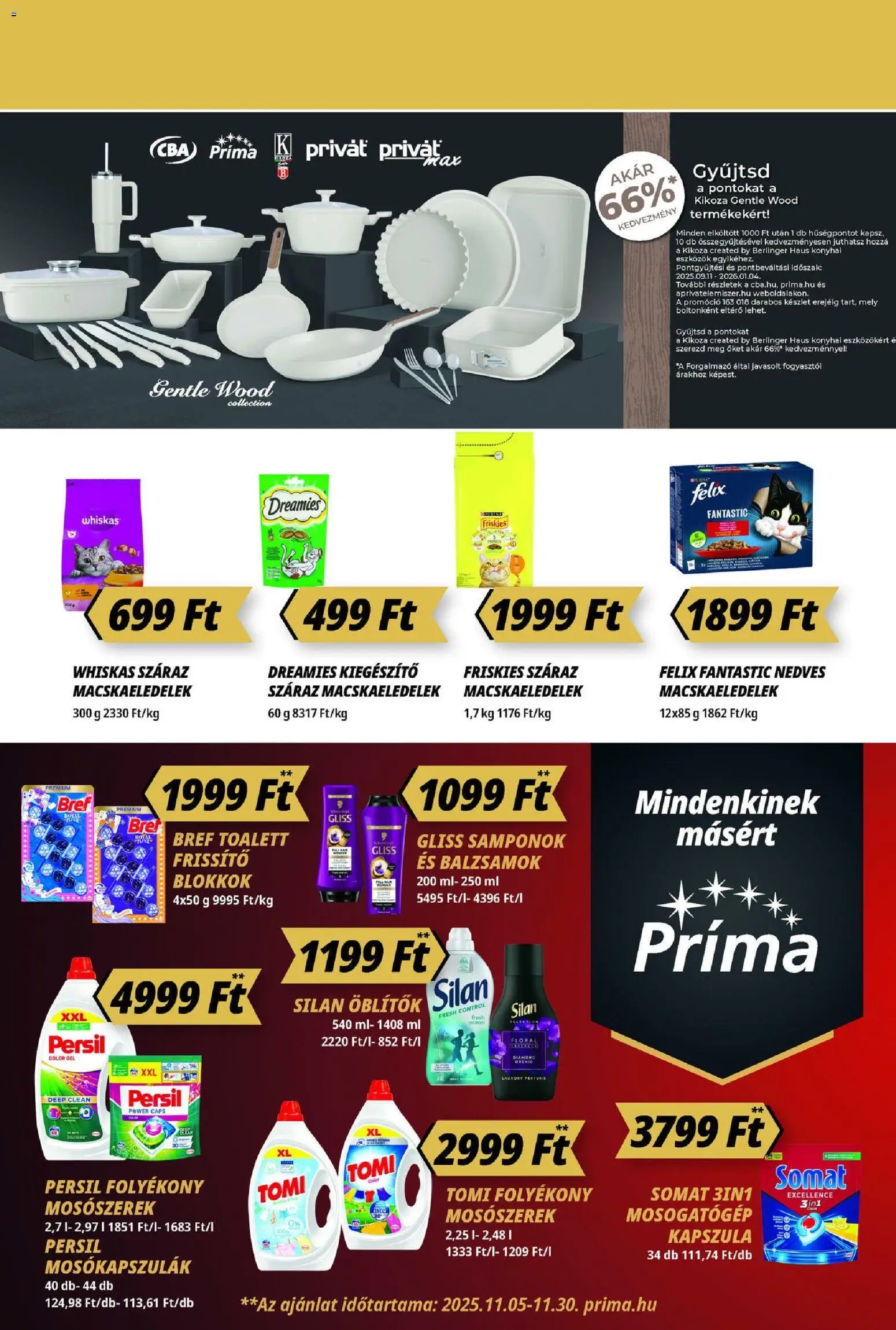 CBA Príma akciós ujság - amely érvényes a következő dátumtól: 13.11.2025 | Oldal: 14 | Termékek: Persil, Somat, Mosogatógép, Mosószerek