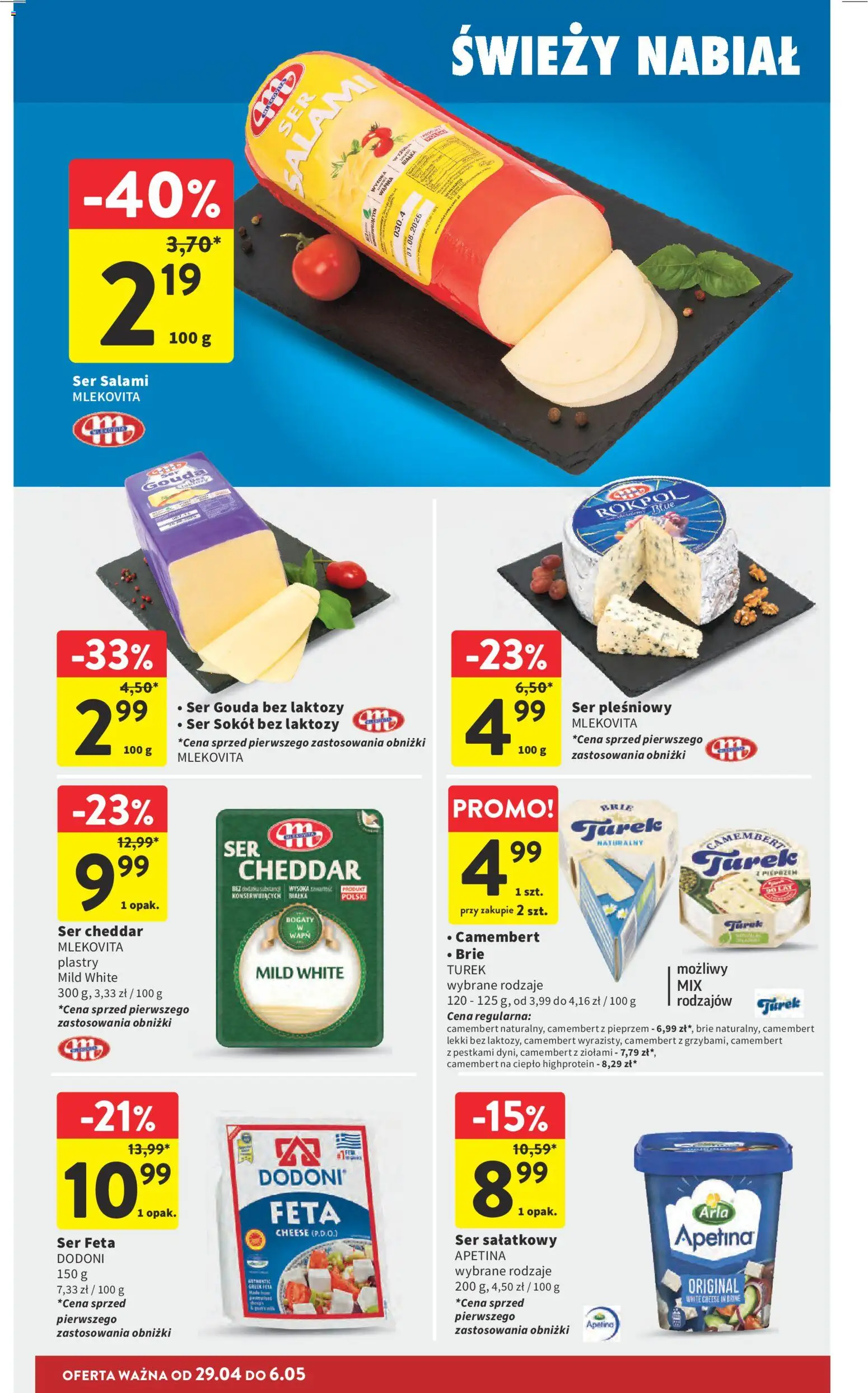 Intermarche gazetka od 29.04.2026 | Strona: 26 | Produkty: Bez laktozy, Cheddar, Ser feta, Ser gouda