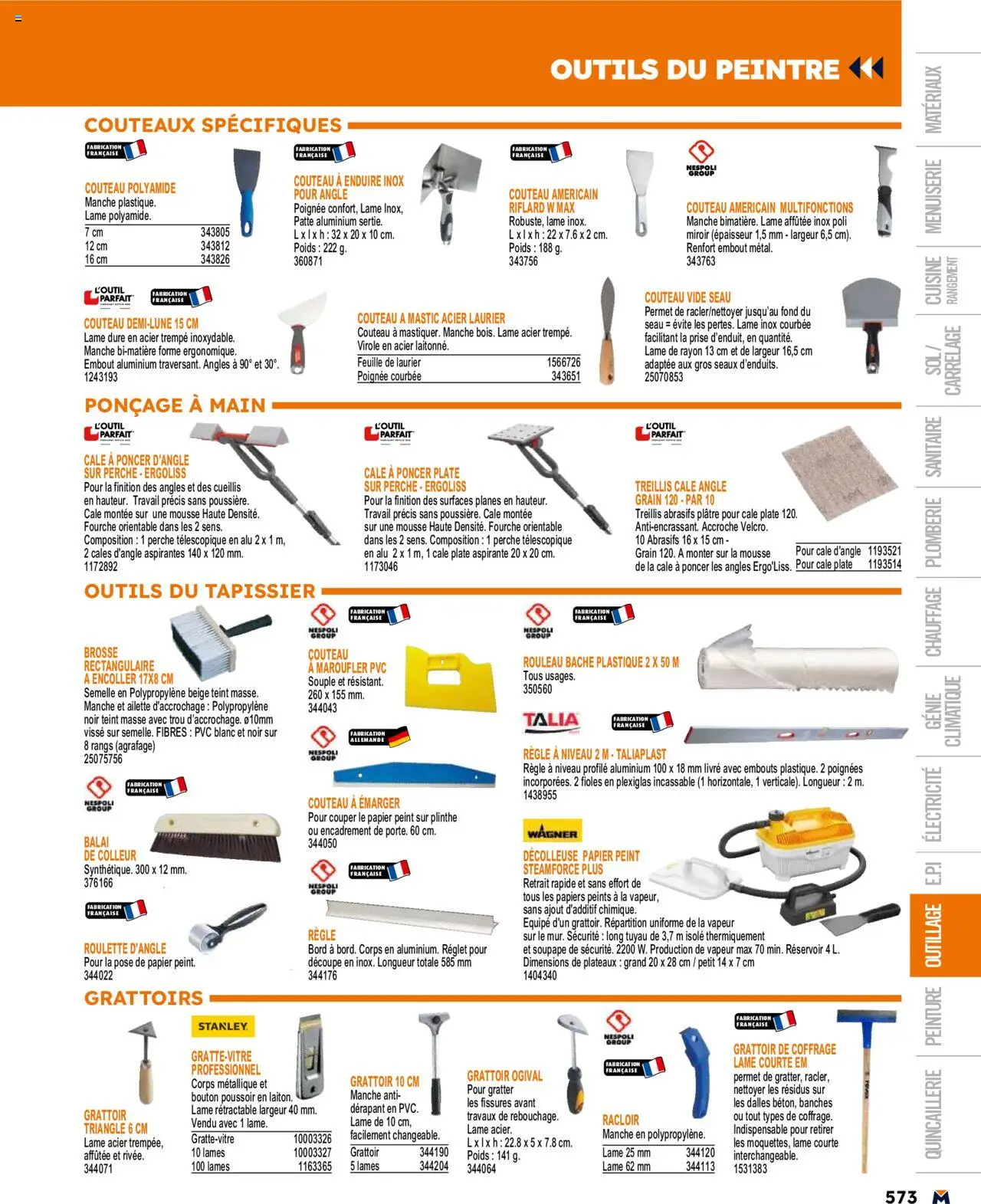  | Page: 573 | Produits: Règle, Couteau, Plâtre, Miroir