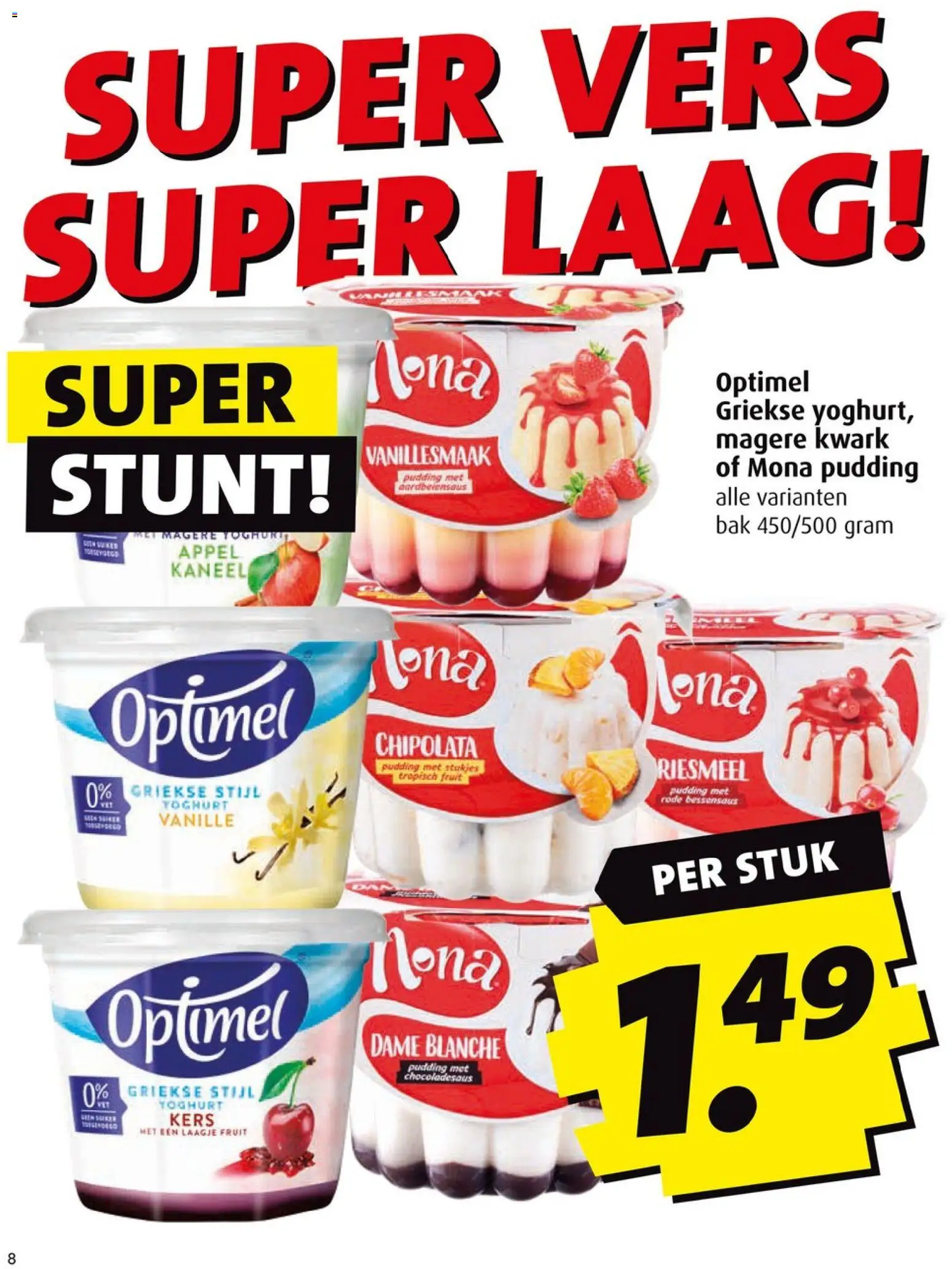 {H1} | Pagina: 8 | Producten: Kwark, Pudding, Pavilon, Fruit