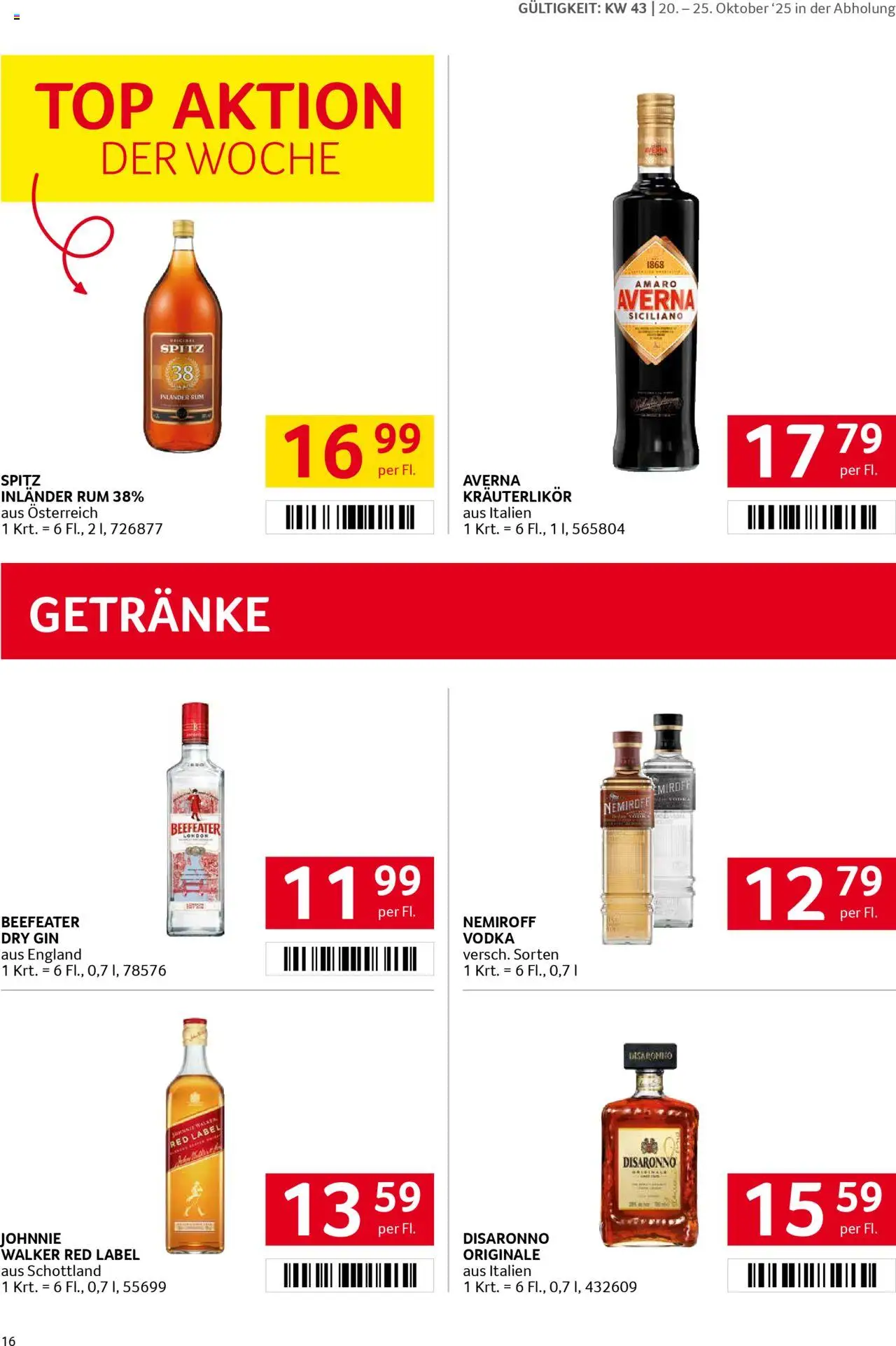 Transgourmet Flugblatt gültig ab 20.10.2025 | Seite: 16 | Produkte: Gin