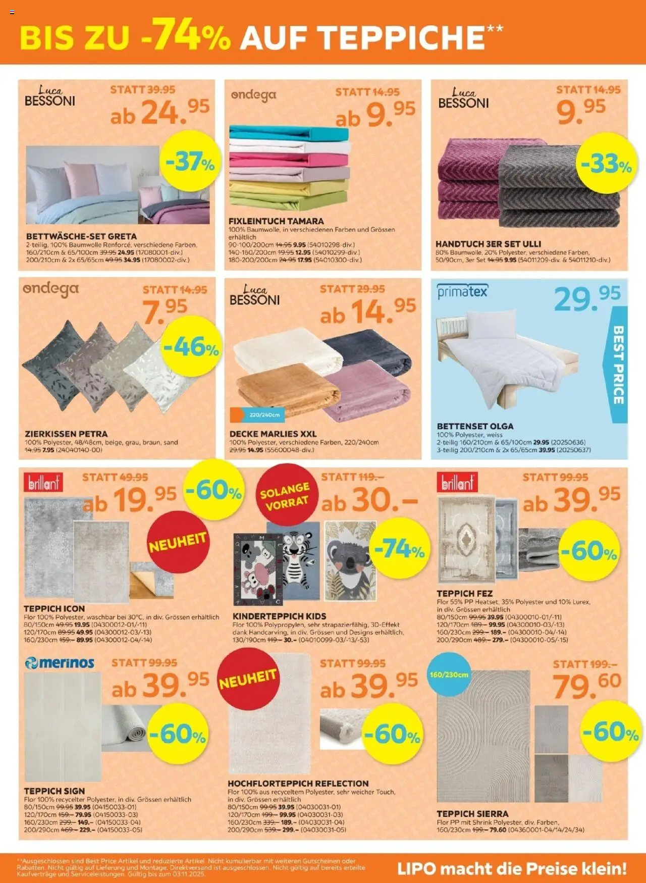 Lipo Aktionen – gültig ab 21.10.2025 | Seite: 11 | Produkte: Decke, Teppich, Bettenset