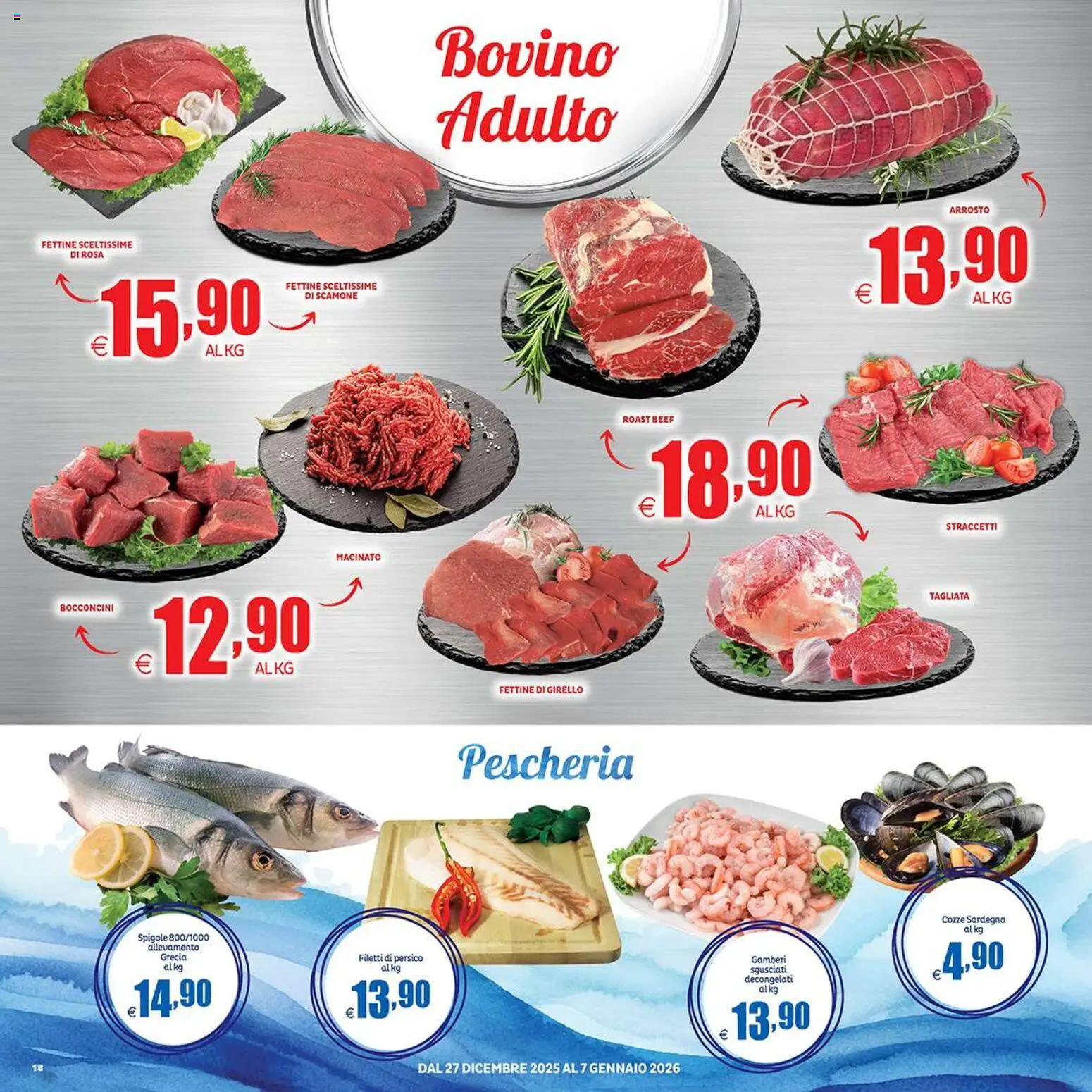 Volantino Elite Supermercati del 27.12.2025 | Pagina: 18 | Prodotti: Bovino, Gamberi, Girello, Macinato