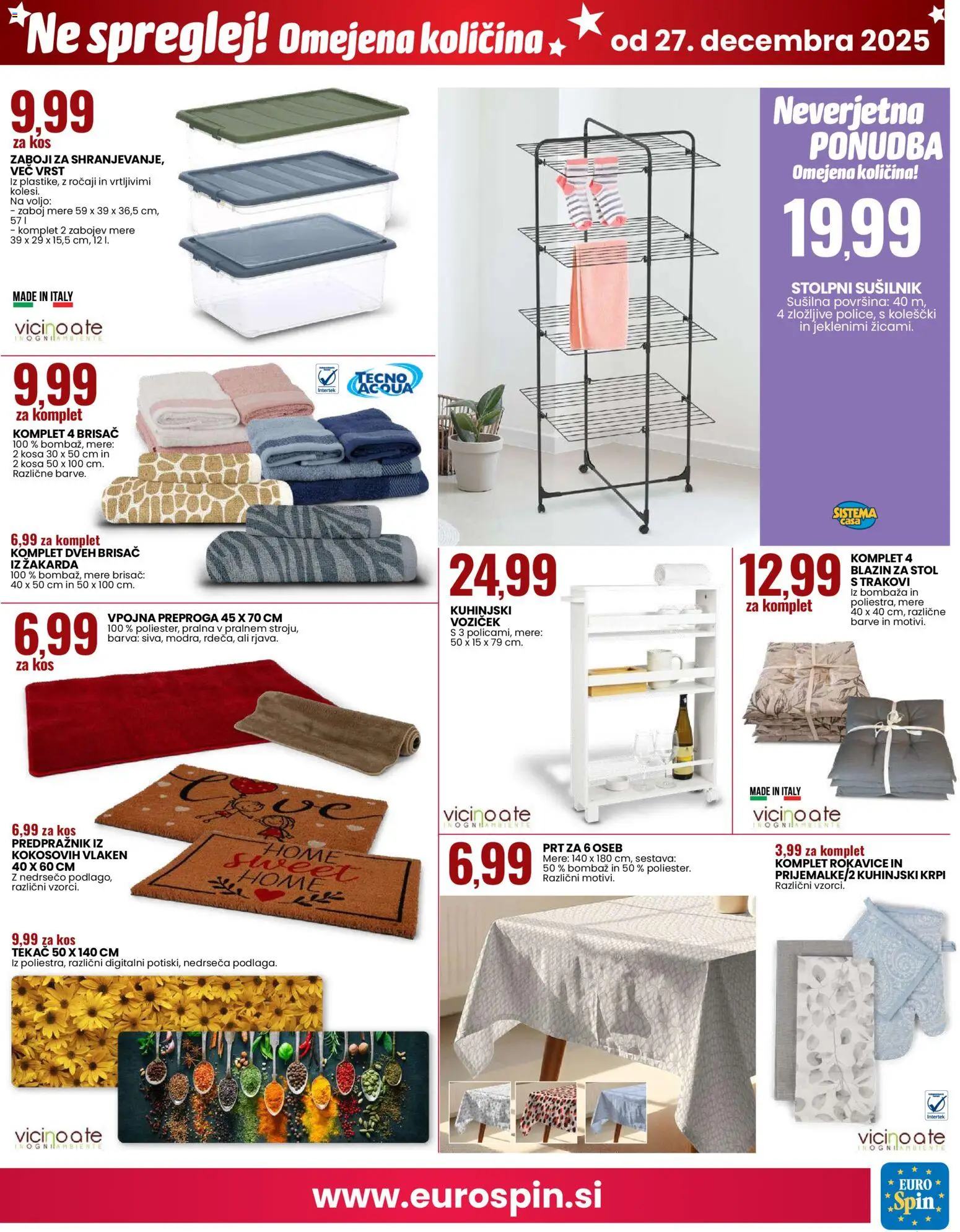 Novi Eurospin katalog ponudbe – veljaven od 27.12.2025 | Stran: 15 | Izdelki: Tekač, Stol, Predpraznik, Voziček