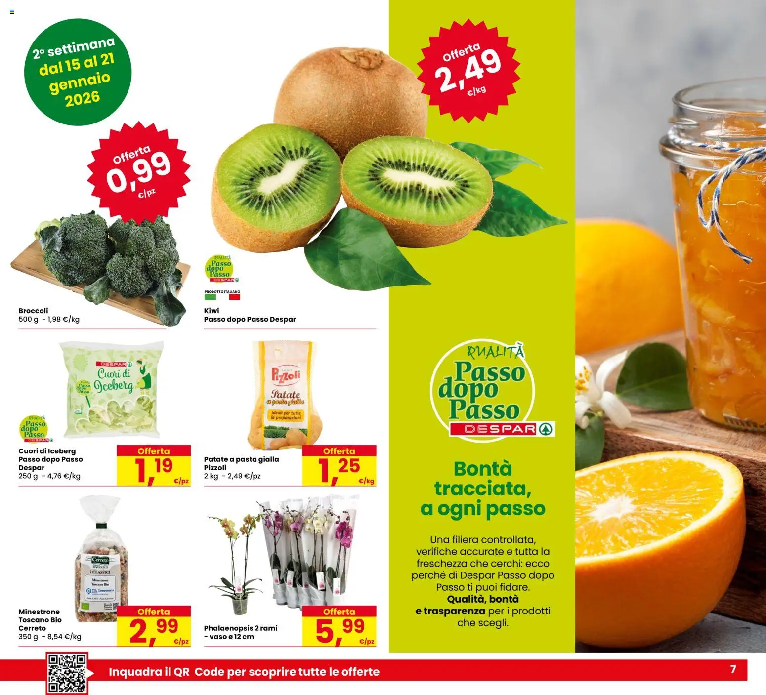 Volantino Despar del 08.01.2026 | Pagina: 7 | Prodotti: Minestrone, Kiwi, Patate, Vaso