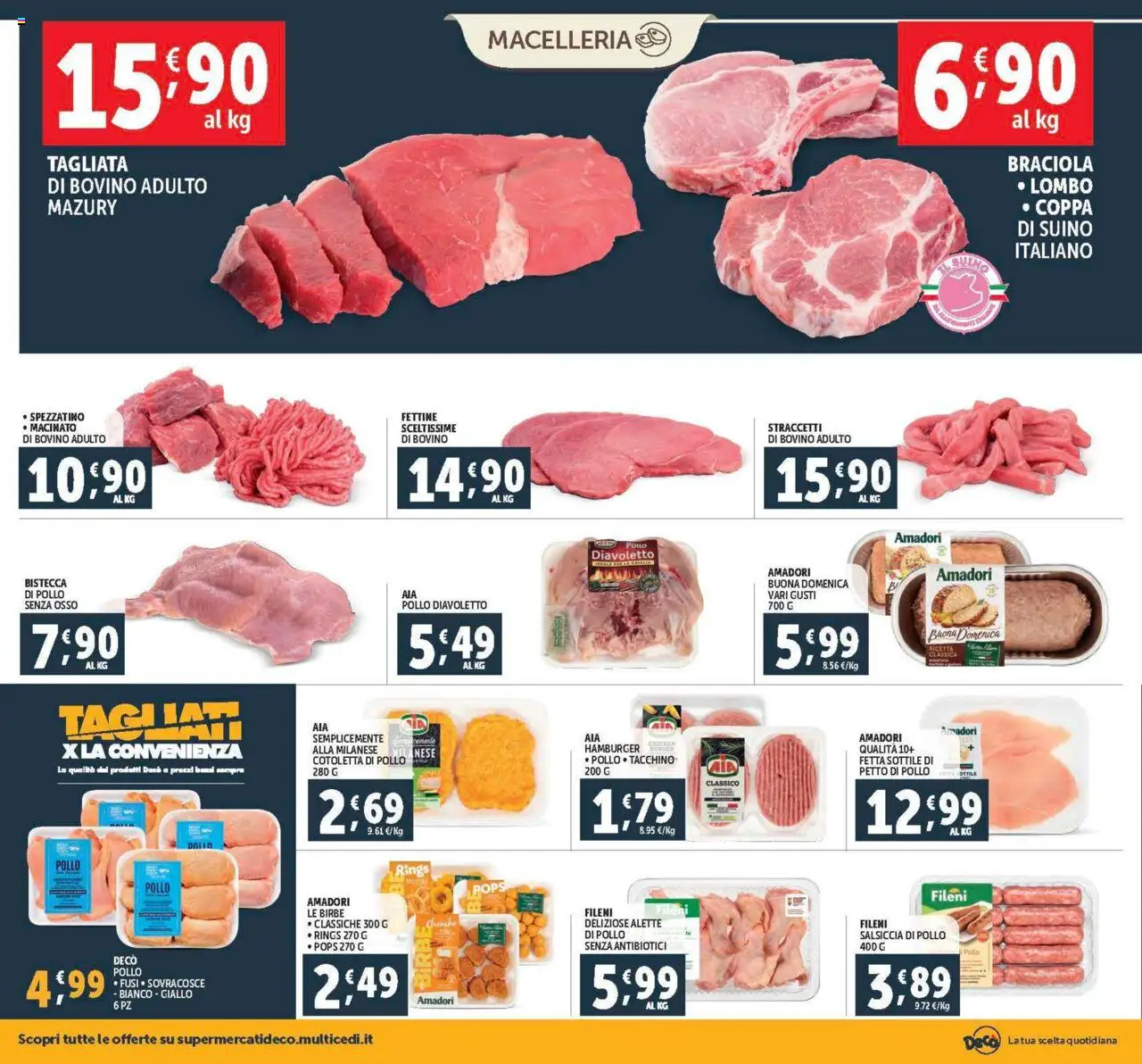 Volantino Decò del 08.08.2025 | Pagina: 4 | Prodotti: Petto di Pollo, Suino, Hamburger, Macinato