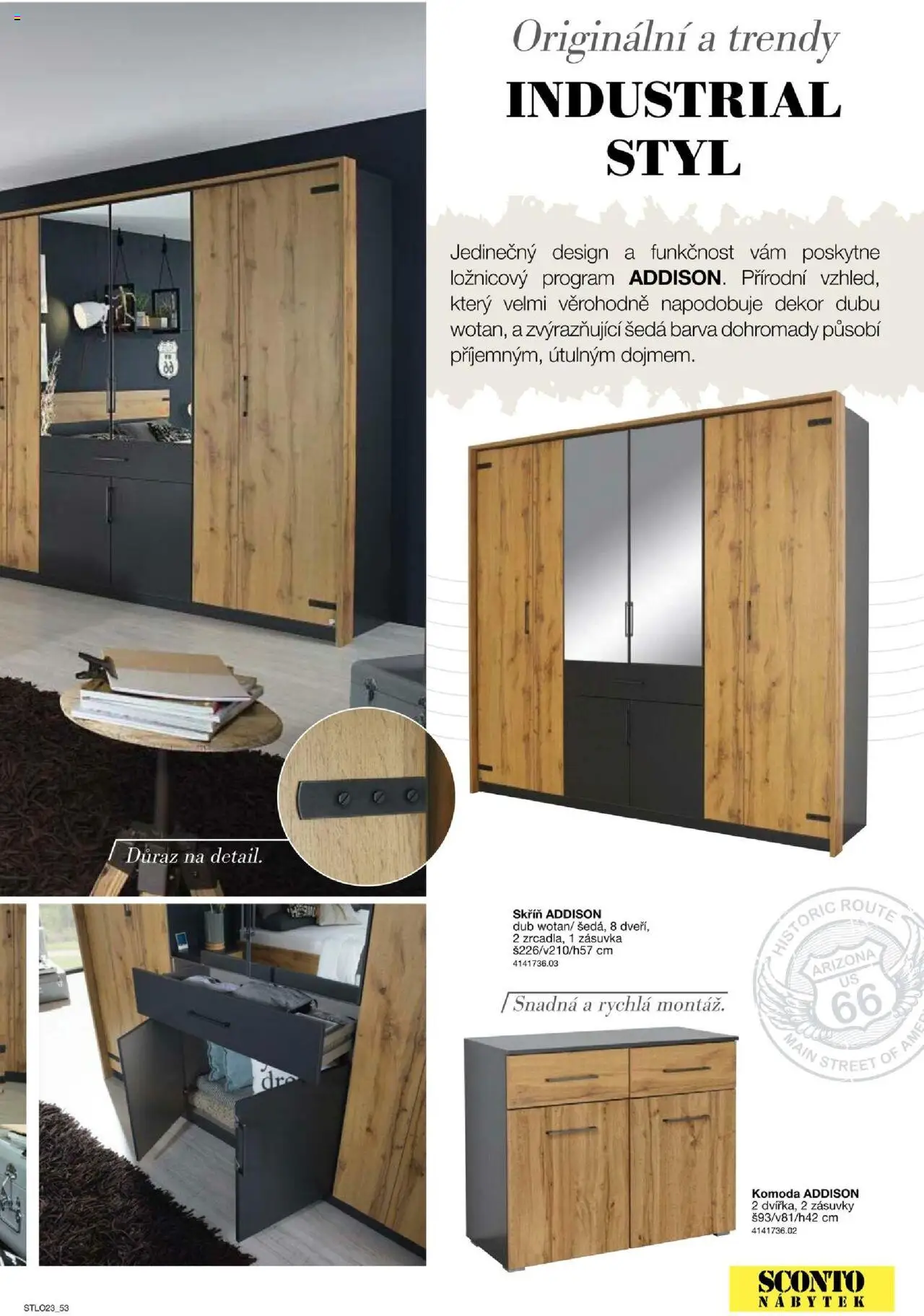 Sconto nábytek katalog - Ložnice od 01.01.2025 | Strana: 53 | Produkty: Nábytek, Komoda, Zásuvka, Skříň