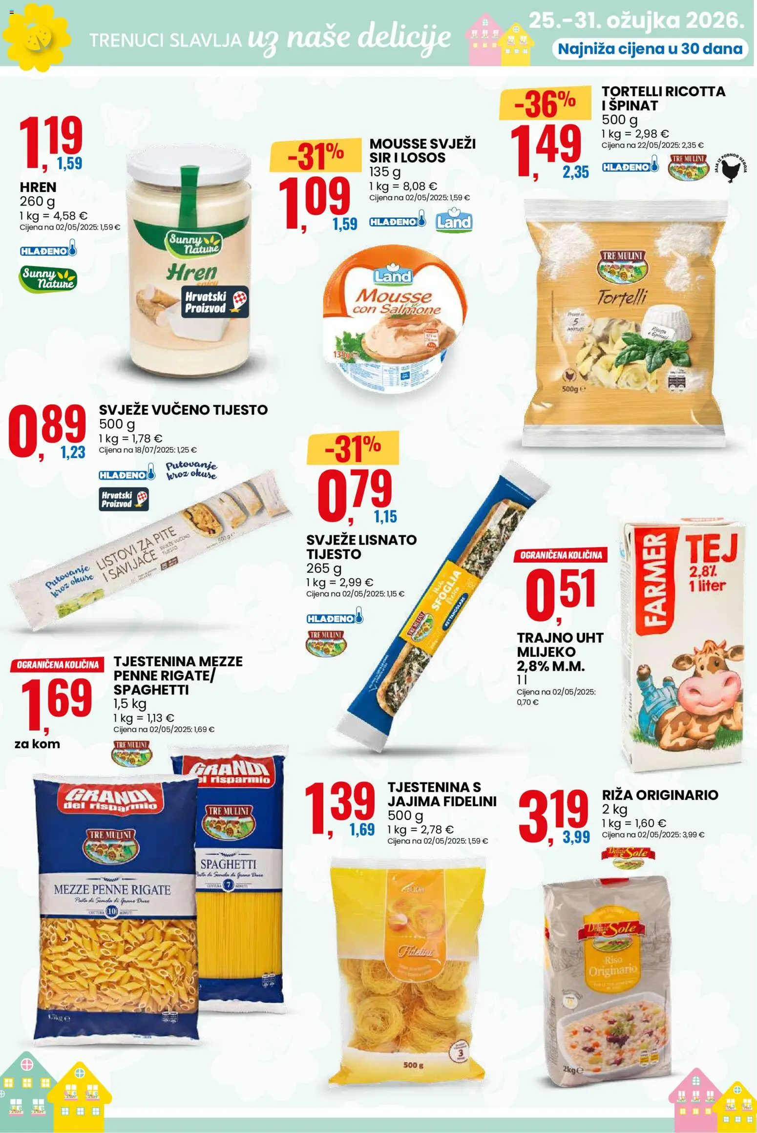 Eurospin katalog | vrijedi od 25.03.2026 | Stranica: 7 | Proizvodi: Mlijeko, Riža, Losos, Hren