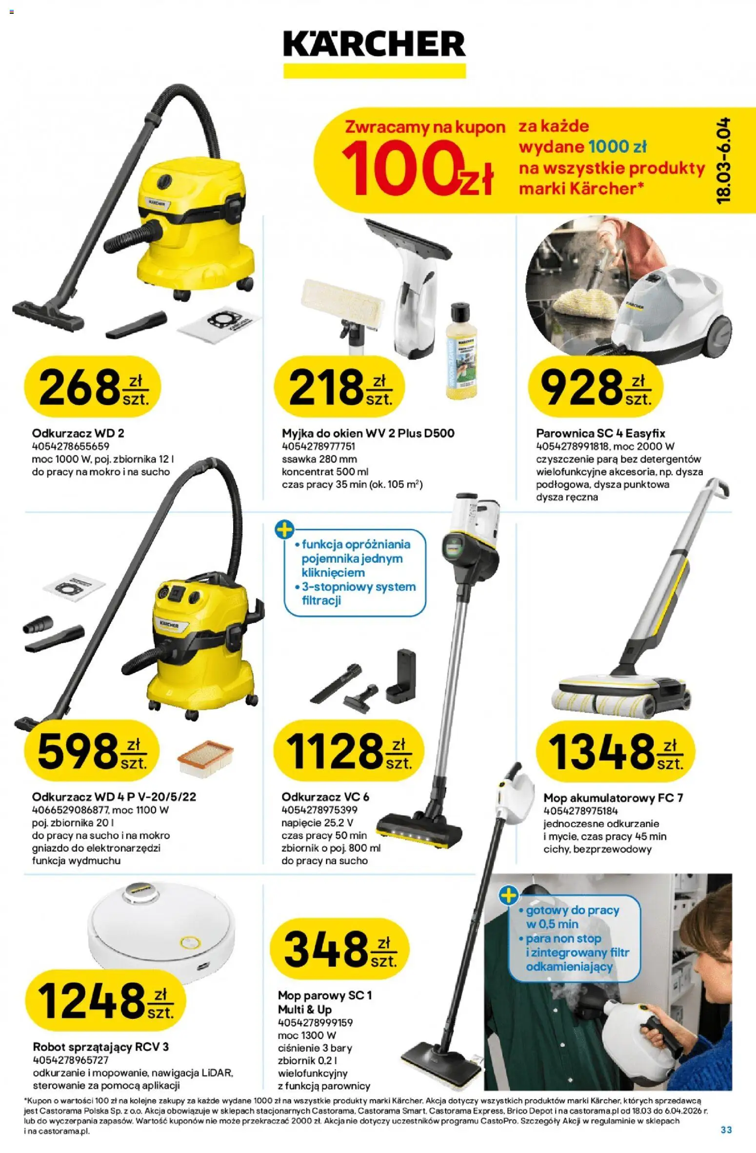 Castorama gazetka od 18.03.2026 | Strona: 33 | Produkty: Nawigacja, Mop parowy, Parownica, Robot sprzątający