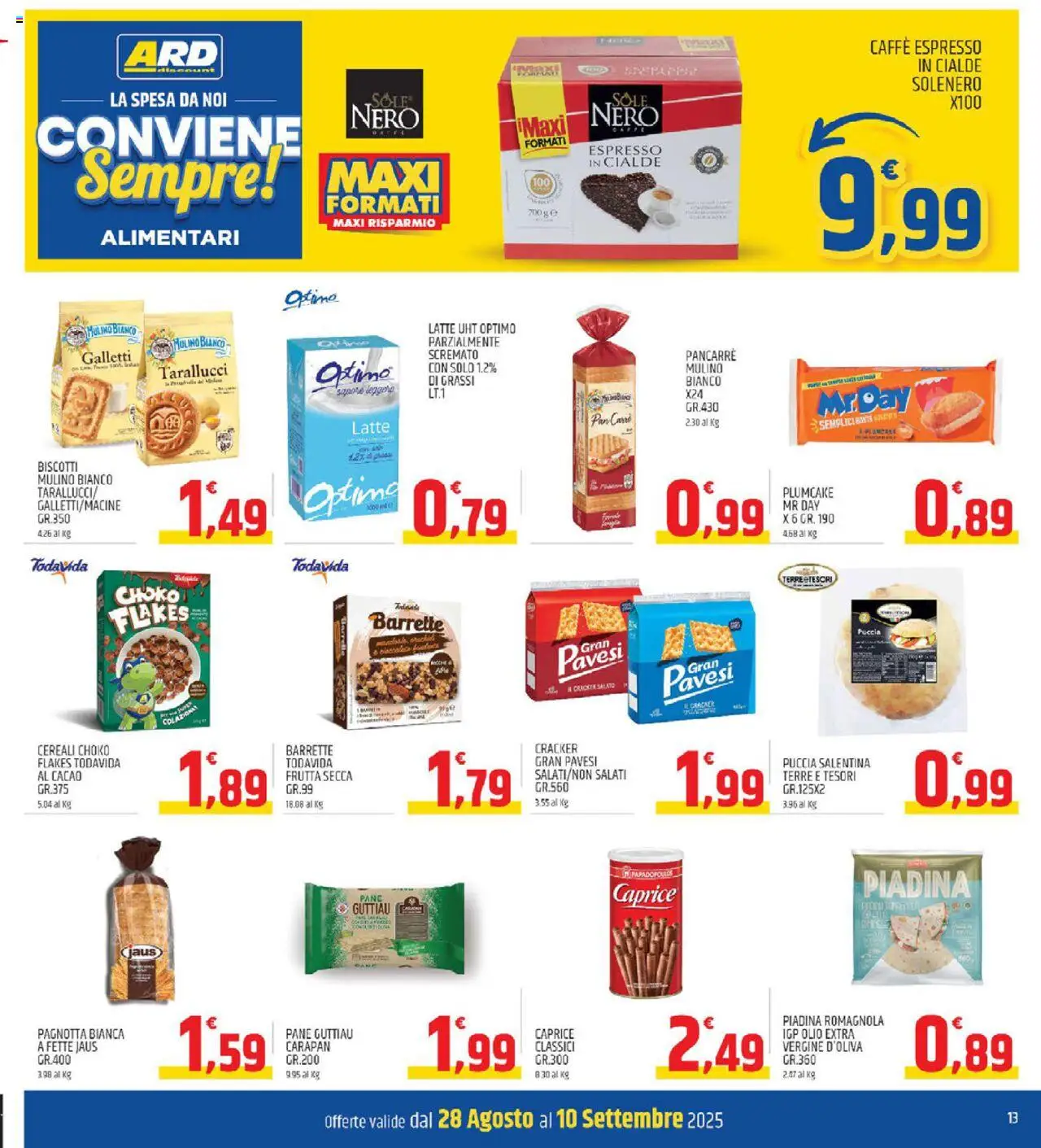 Volantino ARD Discount del 28.08.2025 | Pagina: 13 | Prodotti: Biscotti, Olio, Piadina, Plumcake