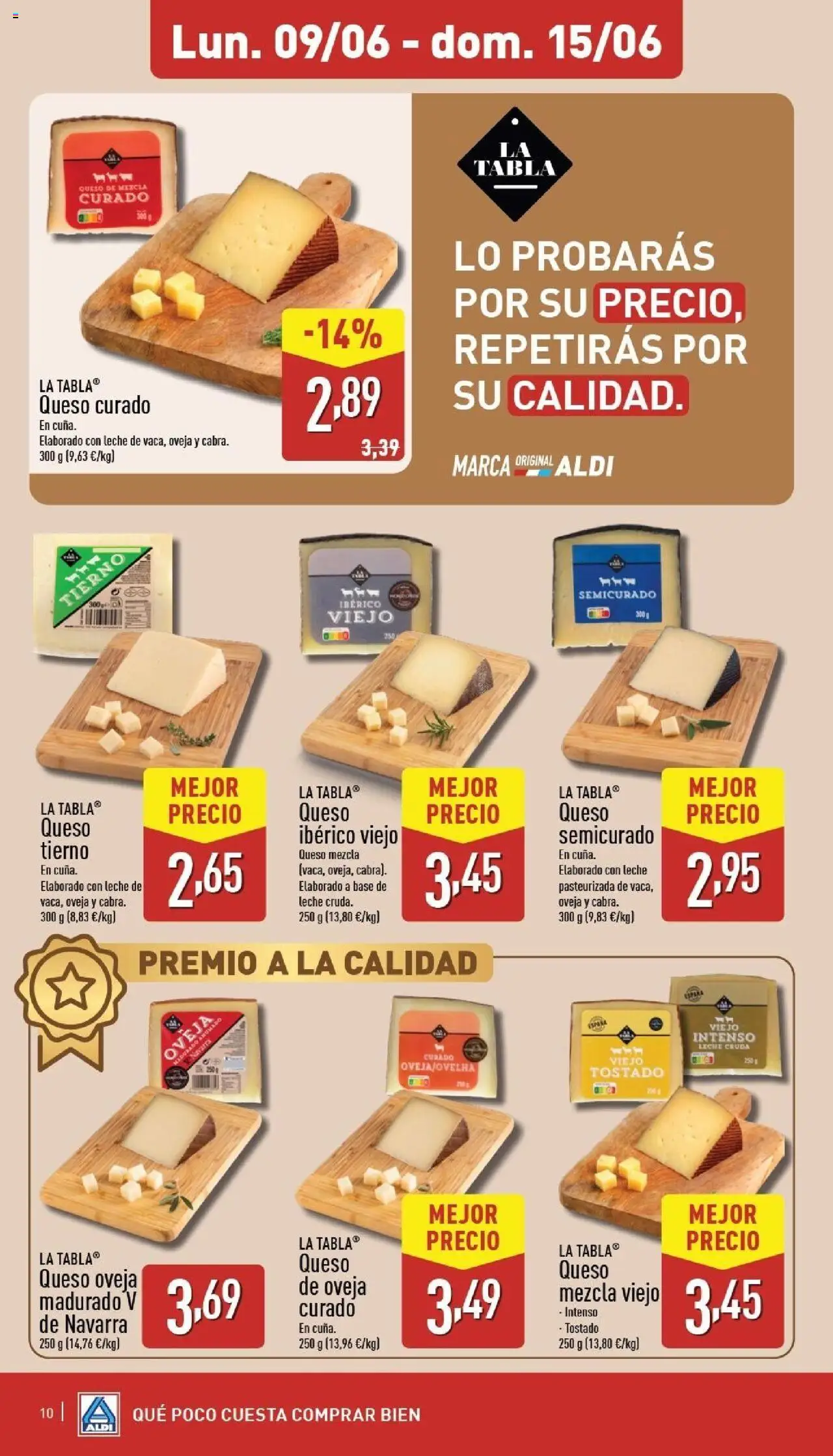 Aldi folleto Península │ válido desde el 09.06.2025 | Página: 10 | Productos: Queso de oveja, Leche, Queso, Cuna