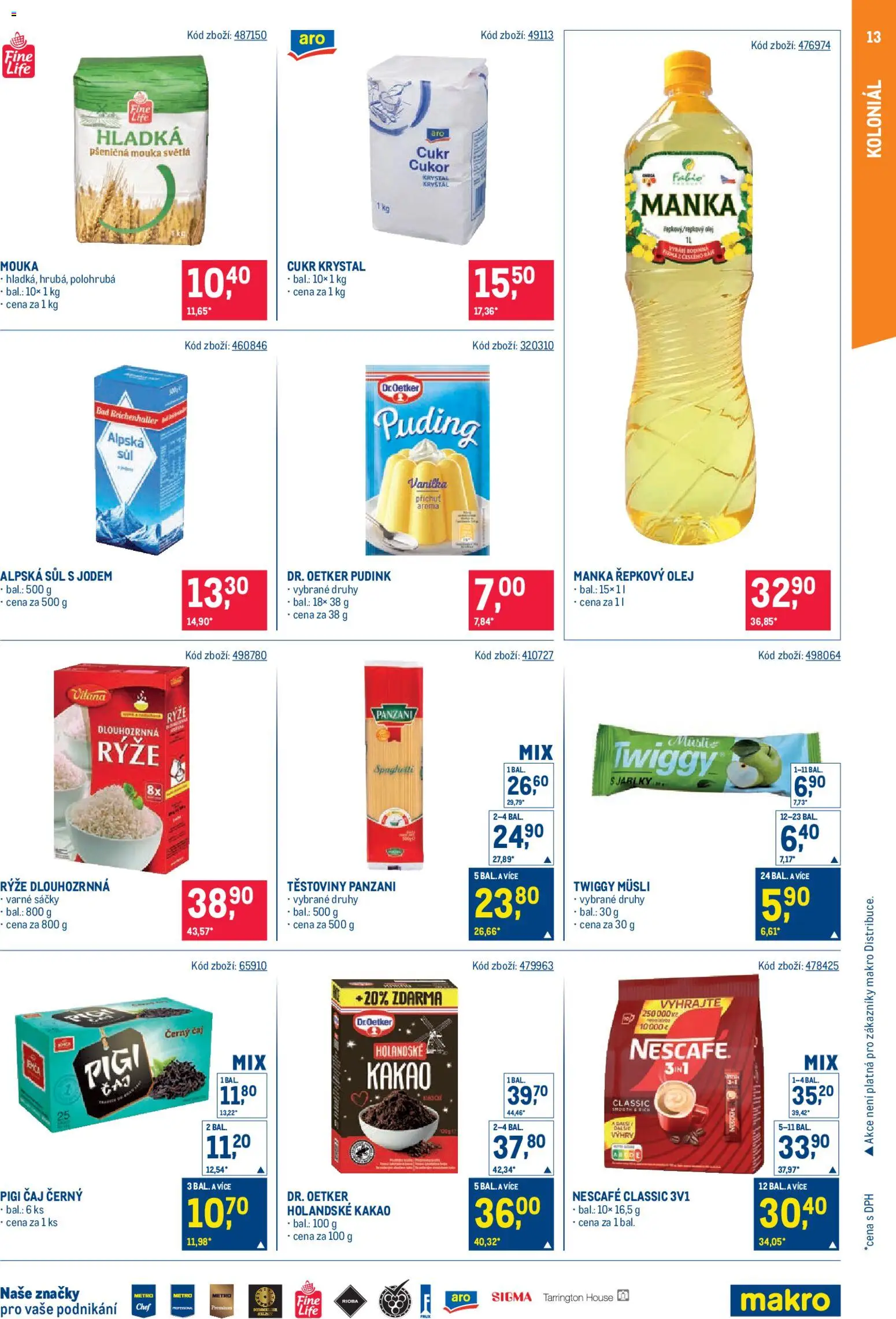 Makro leták - Maloobchod od 14.01.2026 | Strana: 13 | Produkty: Rýže, Čaj, Těstoviny, Mouka