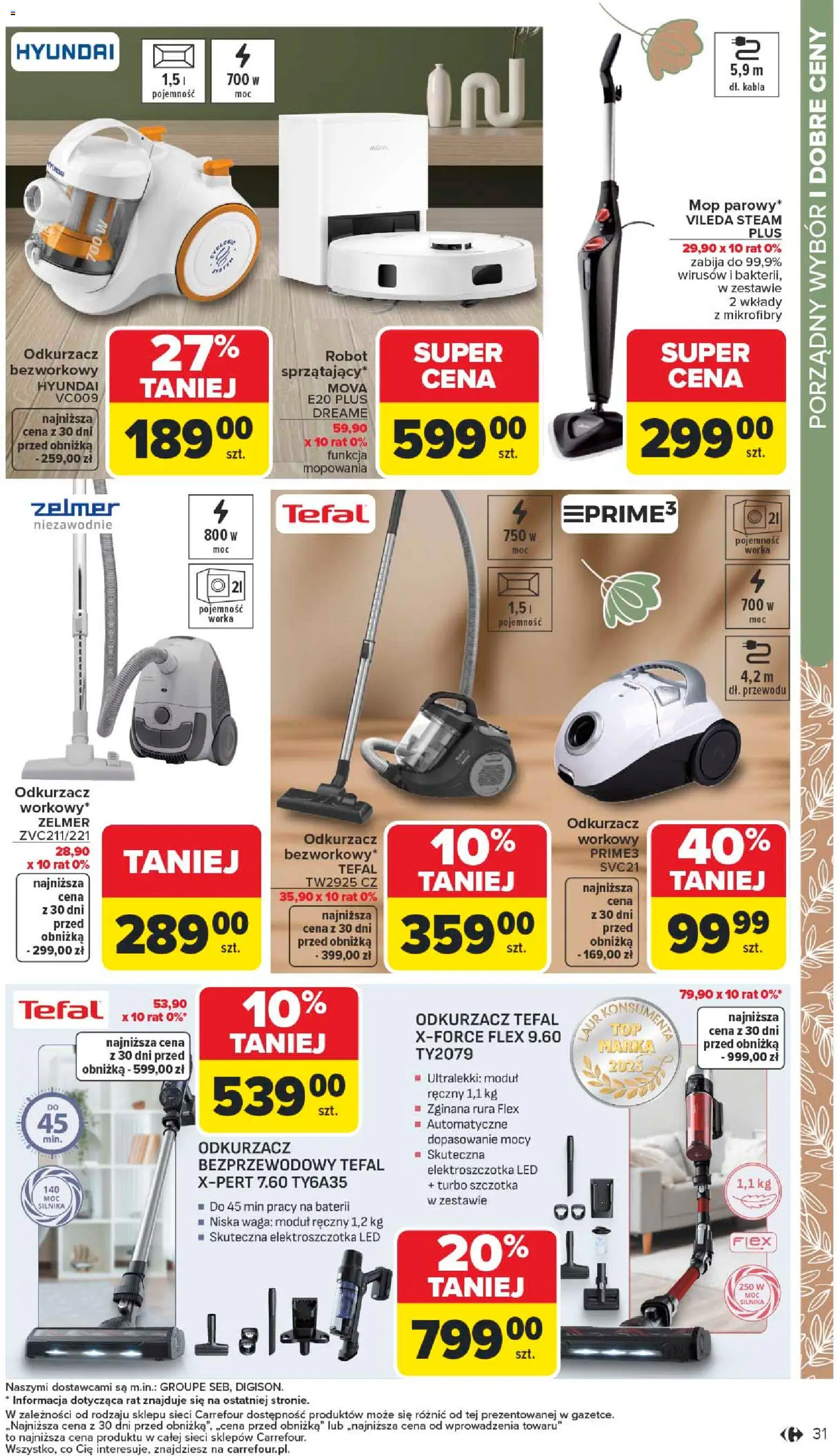 Carrefour Gazetka - Dom: Wszystko Dla Twojej Wygody od 12.01.2026 | Strona: 31 | Produkty: Odkurzacz, Robot, Szczotka, Vileda