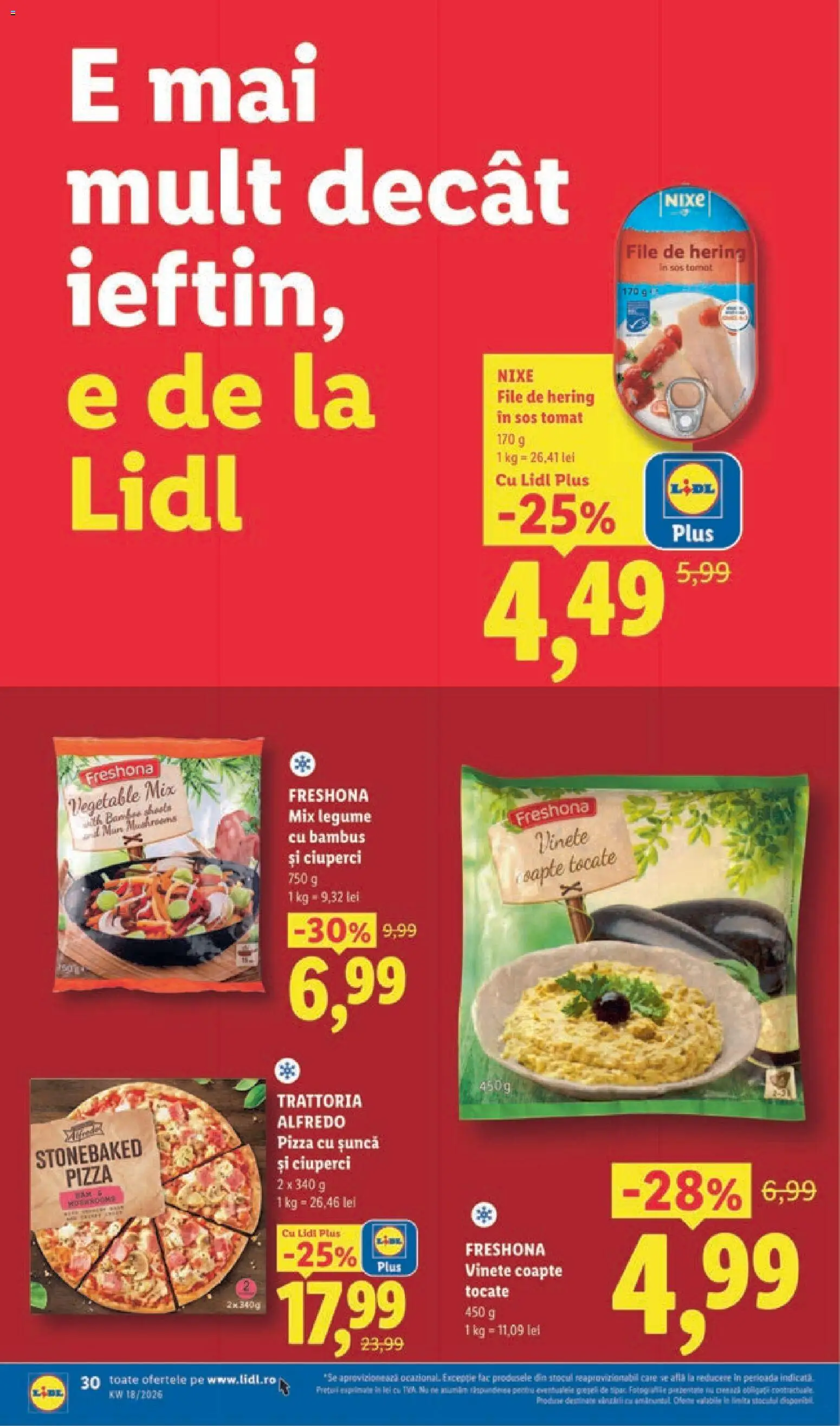 Noul catalog Lidl – valabil de la 27.04.2026 | Pagină: 30 | Produse: Ciuperci, Șuncă, Pizza, Sos