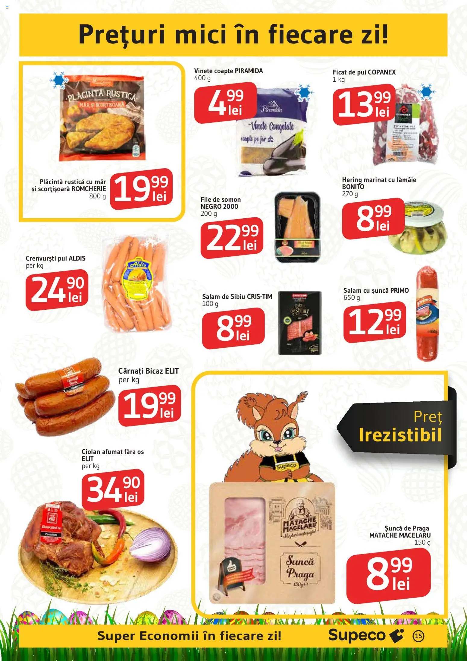 Noul catalog Supeco – valabil de la 02.04.2026 | Pagină: 15 | Produse: Mici, Crenvurști, Plăcintă, Salam