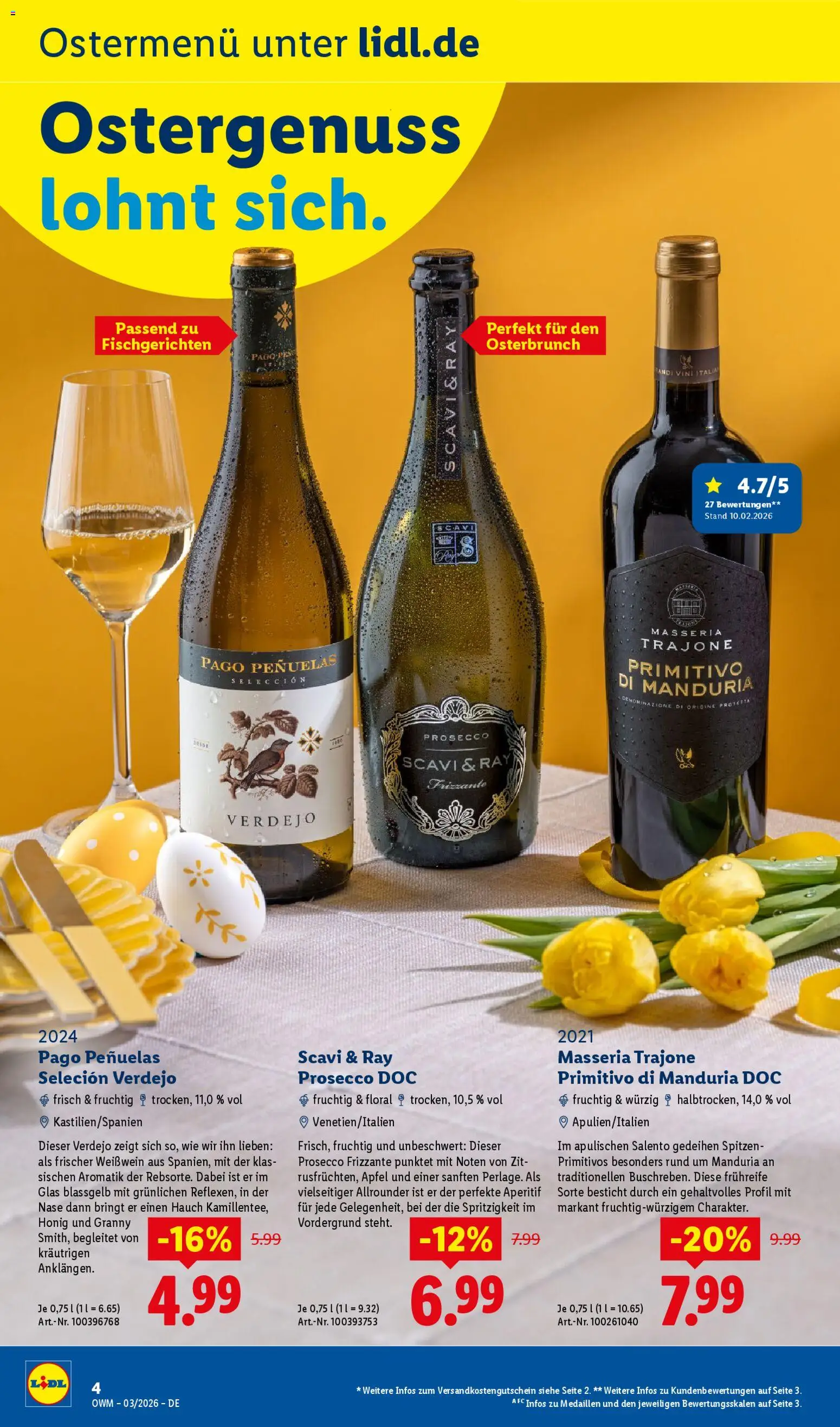Lidl Německo leták - März od 01.03.2026 | Strana: 4 | Produkty: Prosecco, Frizzante, Primitivo, Prosecco Frizzante