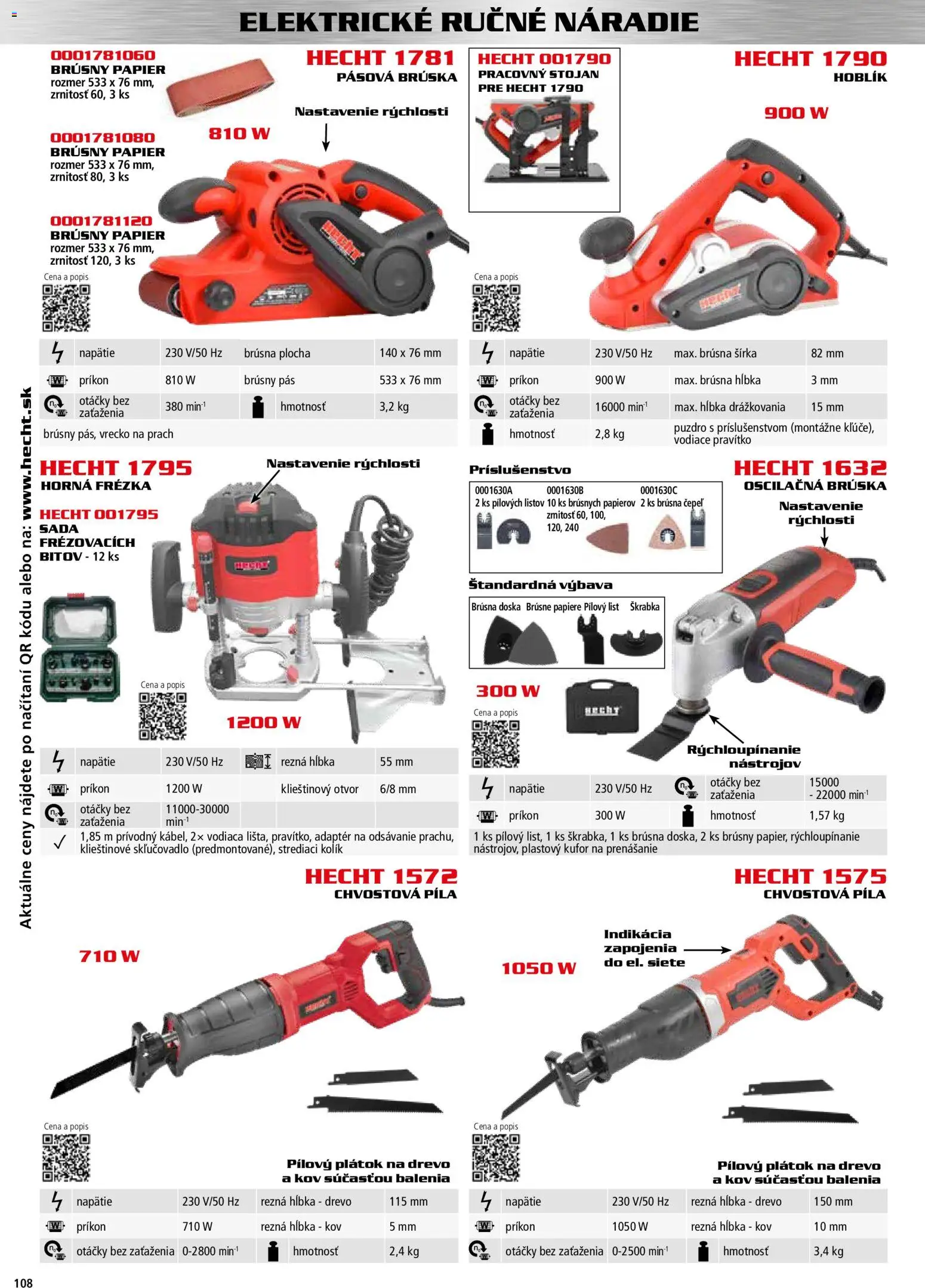 Nové Hecht akcie – leták je platný od 30.10.2025 | Strana: 108 | Produkty: Pás, Píla, Pásova brúska, Náradie