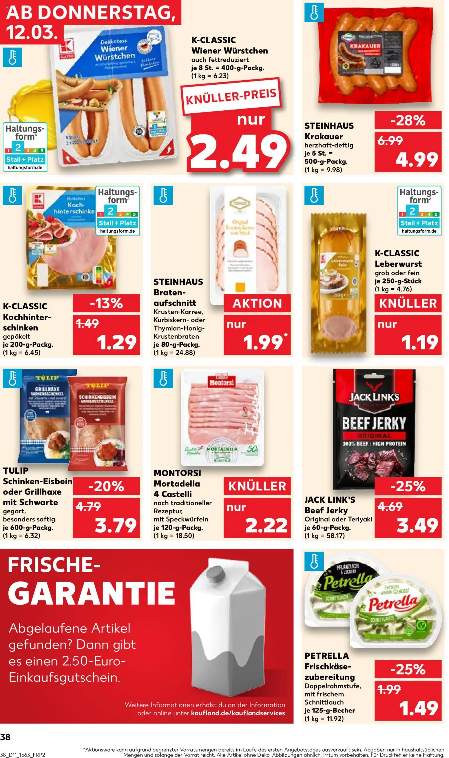 Kaufland Prospekt Hamburg	 – gültig ab 12.03.2026 | Seite: 38 | Produkte: Wiener wurstchen, Krustenbraten, Schinken, Frischkase