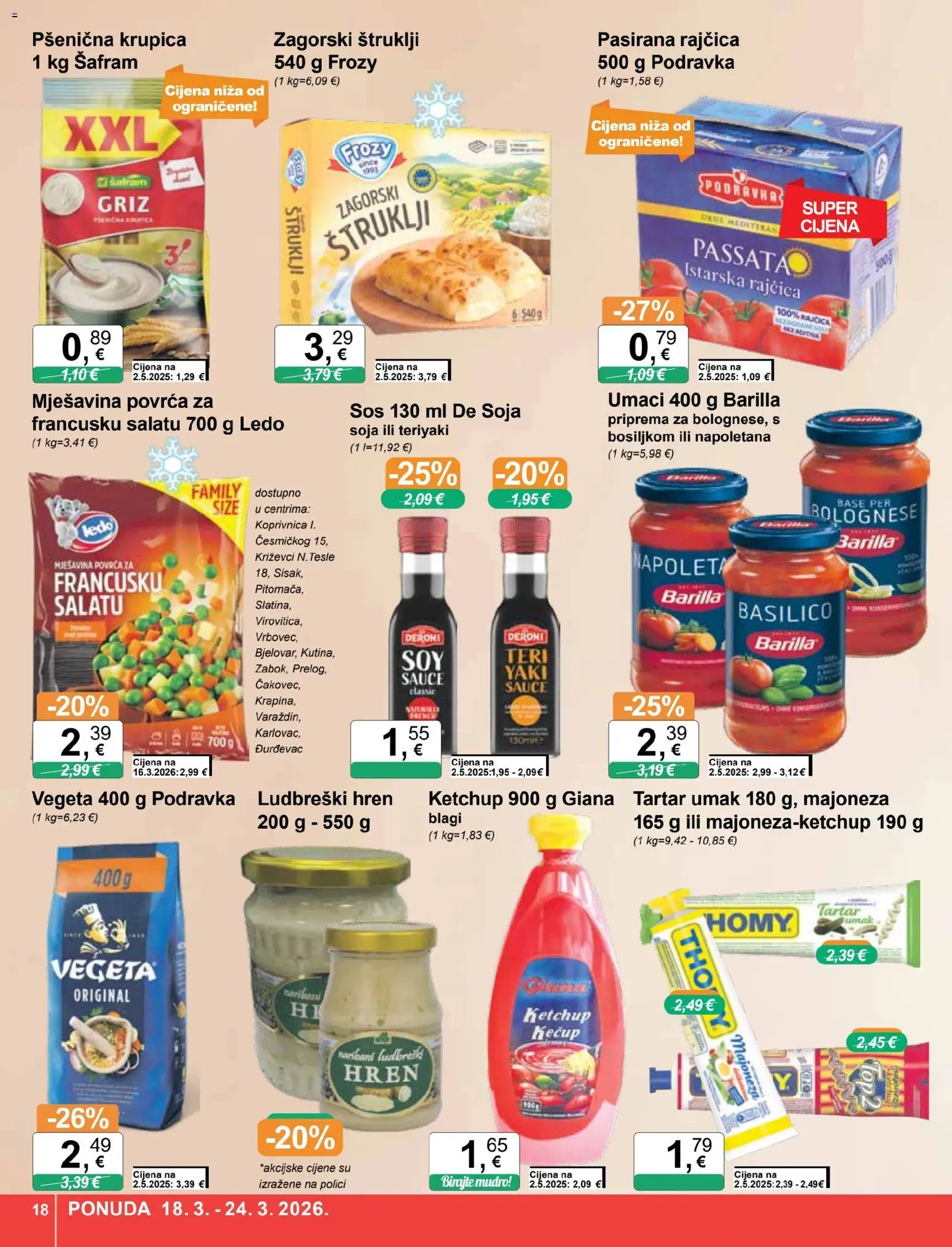 KTC katalog | vrijedi od 18.03.2026 | Stranica: 18 | Proizvodi: Podravka, Krupica, Hren, Barilla