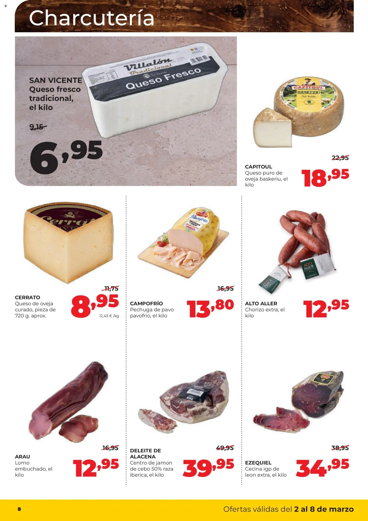 Alimerka folleto Asturias │ válido desde el 02.03.2026 | Página: 8 | Productos: Queso de oveja, Queso, Jamón, Queso fresco