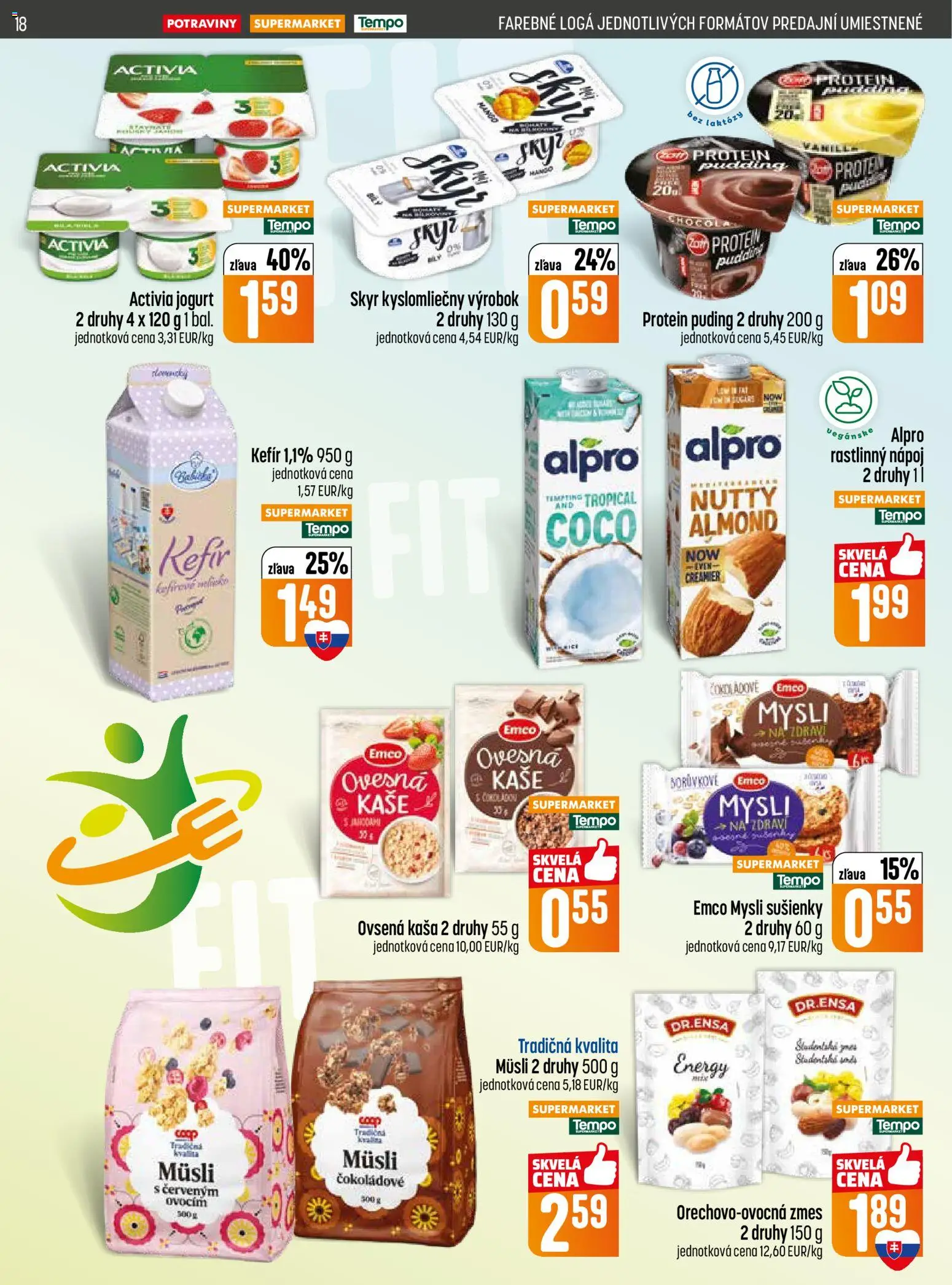 Nové COOP Jednota akcie – leták je platný od 26.02.2026 | Strana: 18 | Produkty: Skyr, Protein, Puding, Alpro