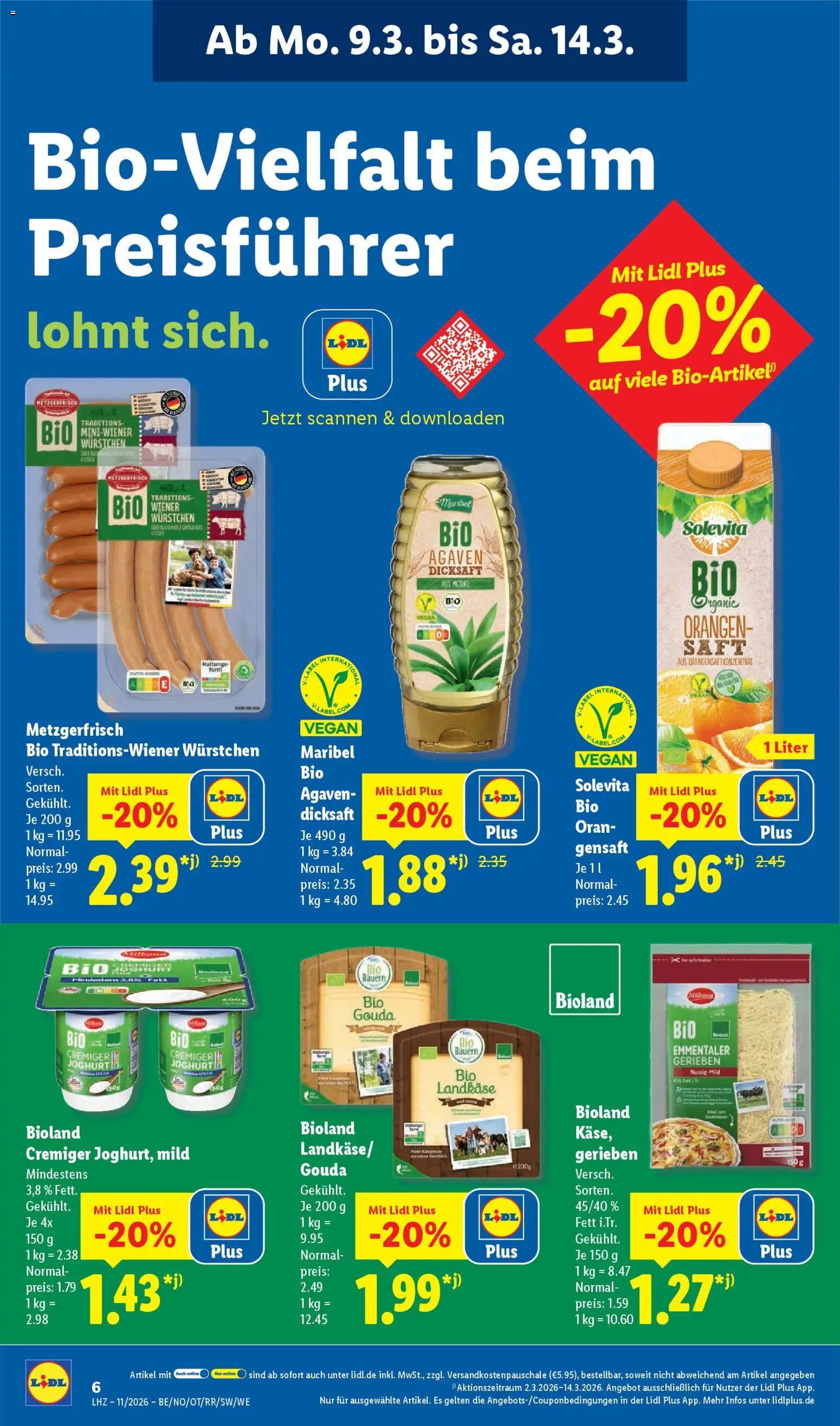 Lidl Prospekt Bestwig – gültig ab 09.03.2026 | Seite: 10 | Produkte: Joghurt, Gouda, Orangen, Saft