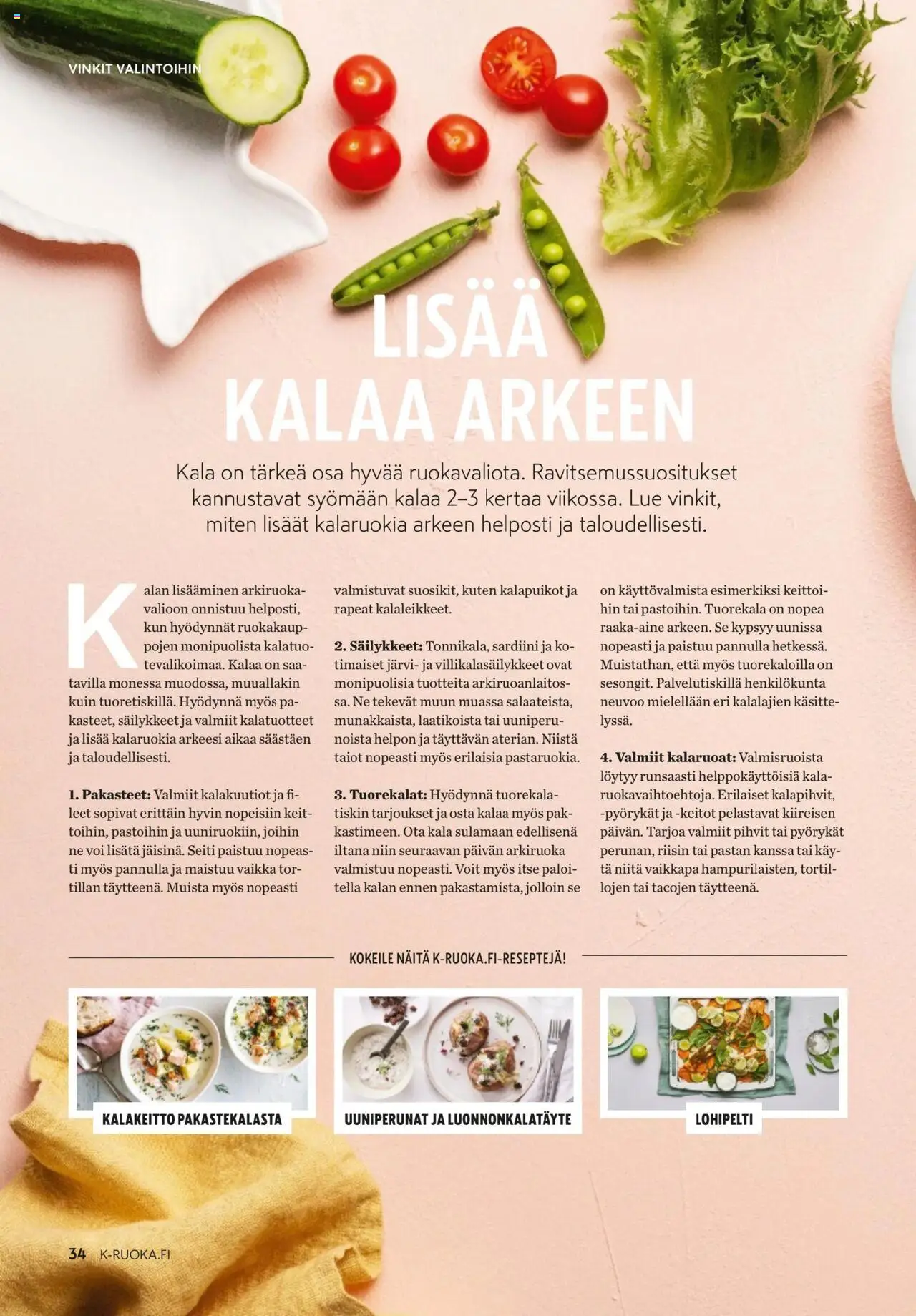 K-Market - K-Ruoka – voimassa 01.10.2025 alkaen | Sivu: 34 | Tuotteet: Kalapuikot, Seiti, Voi, Kala