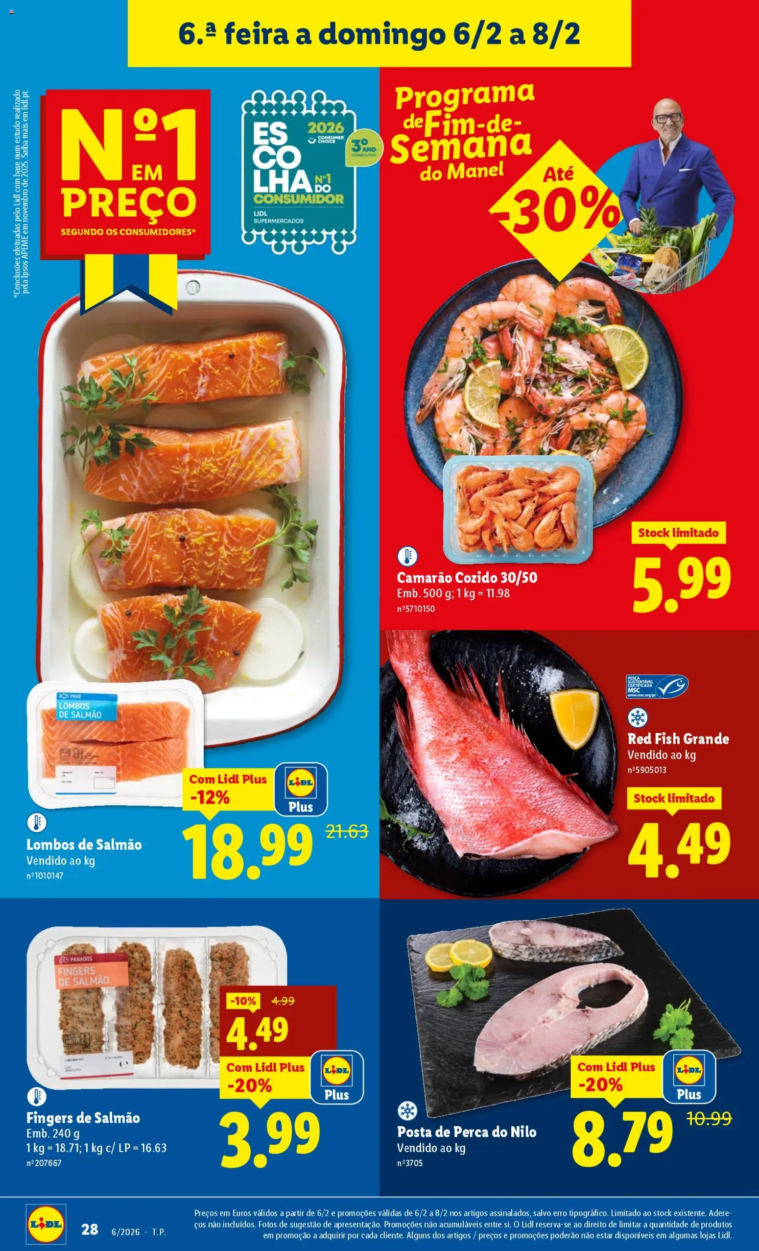 Lidl folheto │ válido de 02.02.2026 | Página: 28 | Produtos: Camarão, Base, Salmão, Peixe