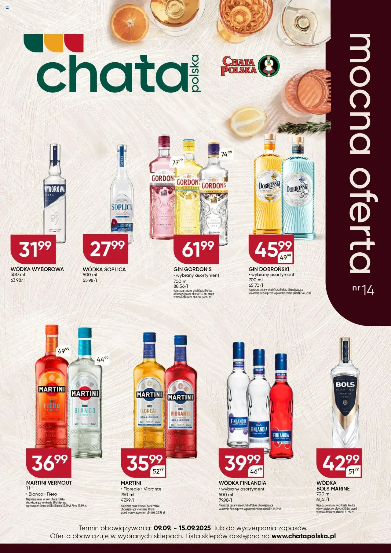 Chata Polska Gazetka - Mocna Oferta od 09.09.2025 | Strona: 1 | Produkty: Gin Gordon's, Vodka, Gin, Wódka